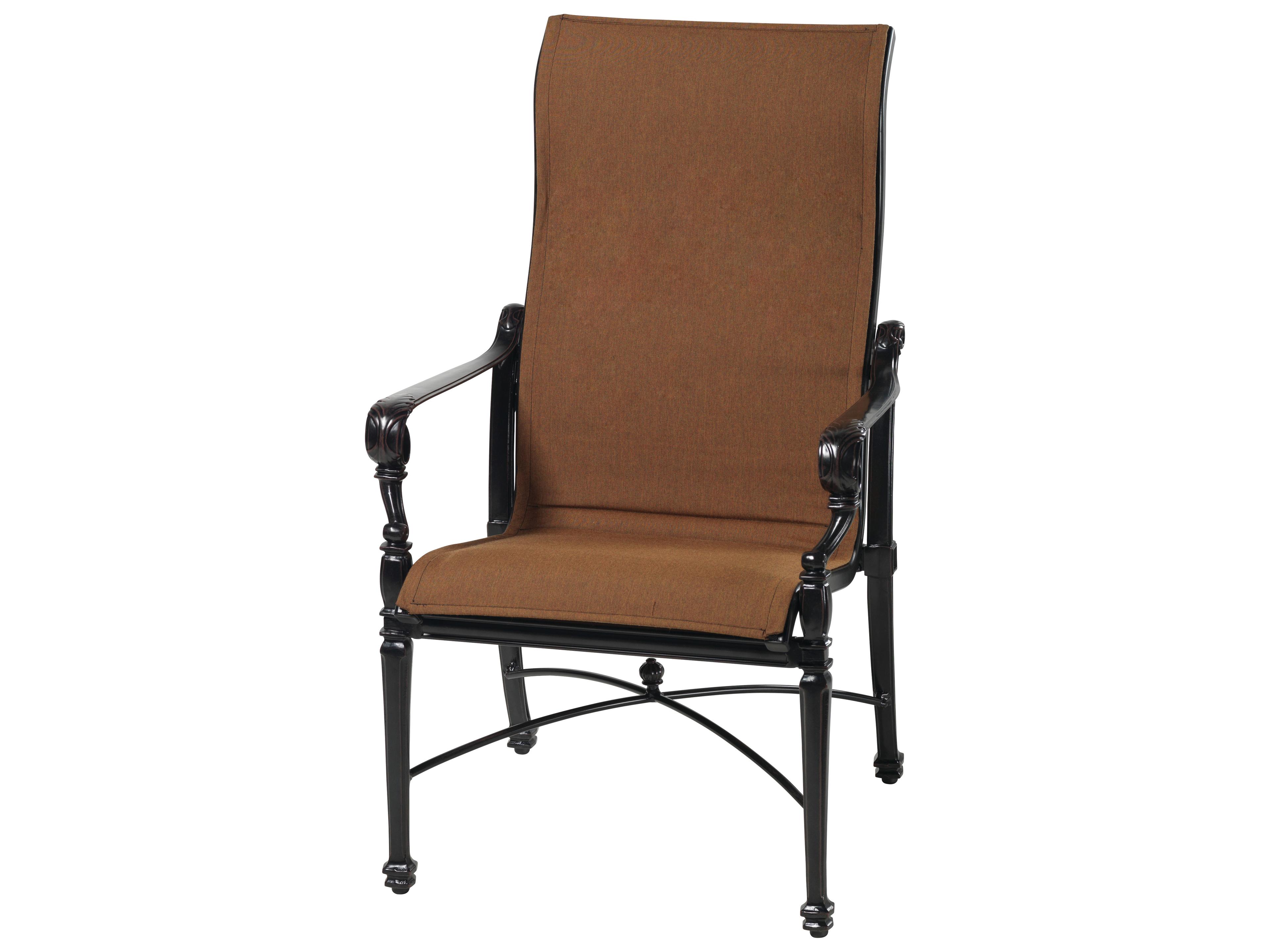 Grand Terrace Padded Sling Cast Aluminum High Back Patio Dining Chair