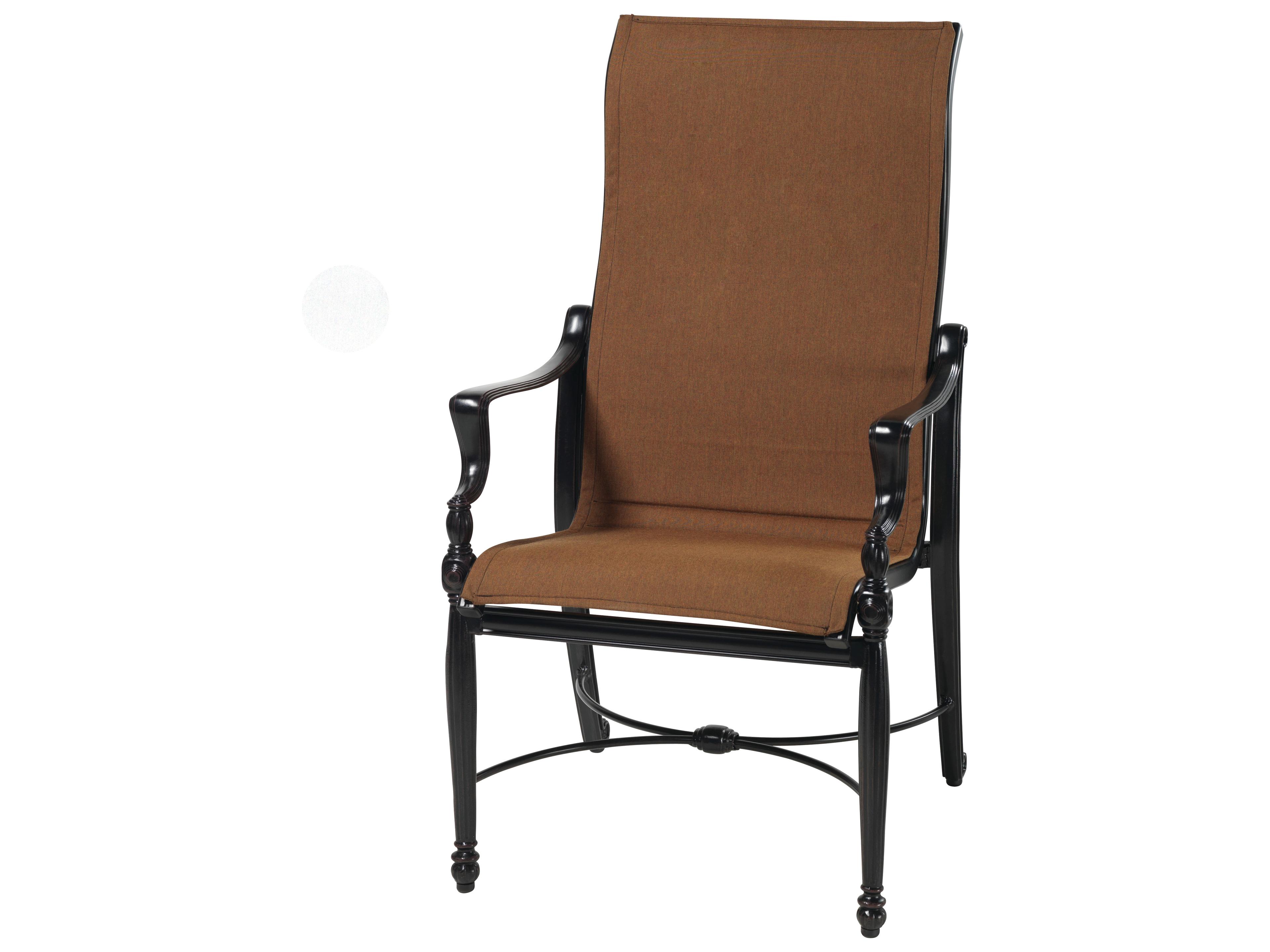 Bel Air Padded Sling Cast Aluminum High Back Patio Dining Arm Chair