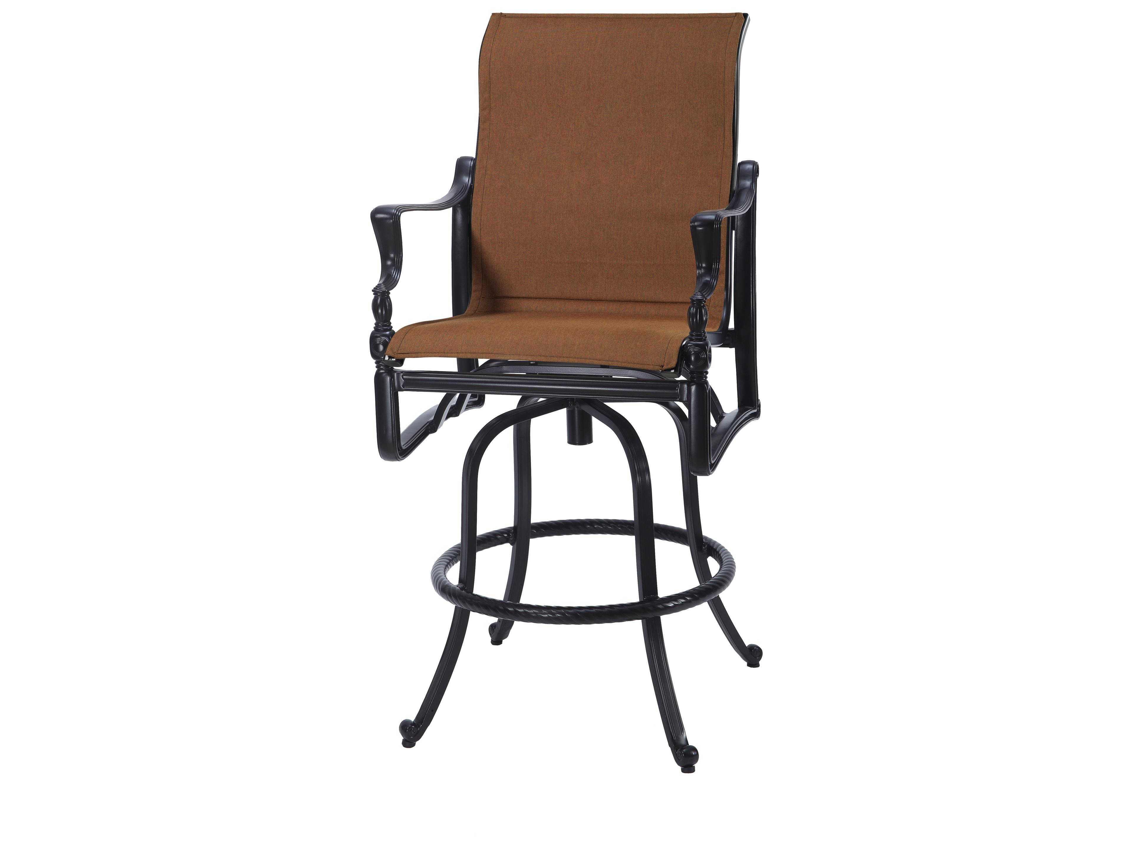 Bel Air Padded Sling Cast Aluminum Swivel Outdoor Bar Stool