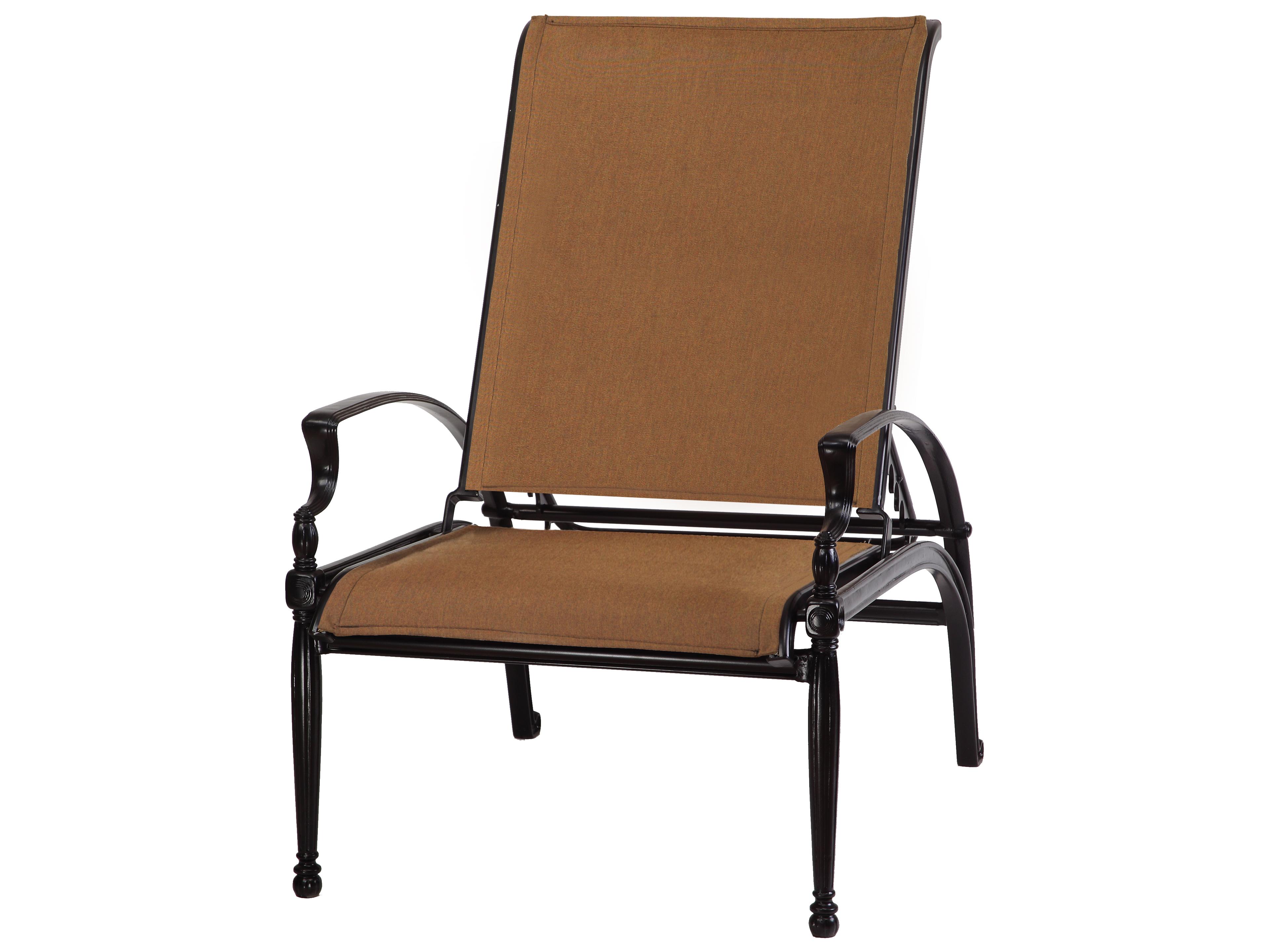 Bel Air Padded Sling Cast Aluminum Recliner Outdoor Lounge Chair