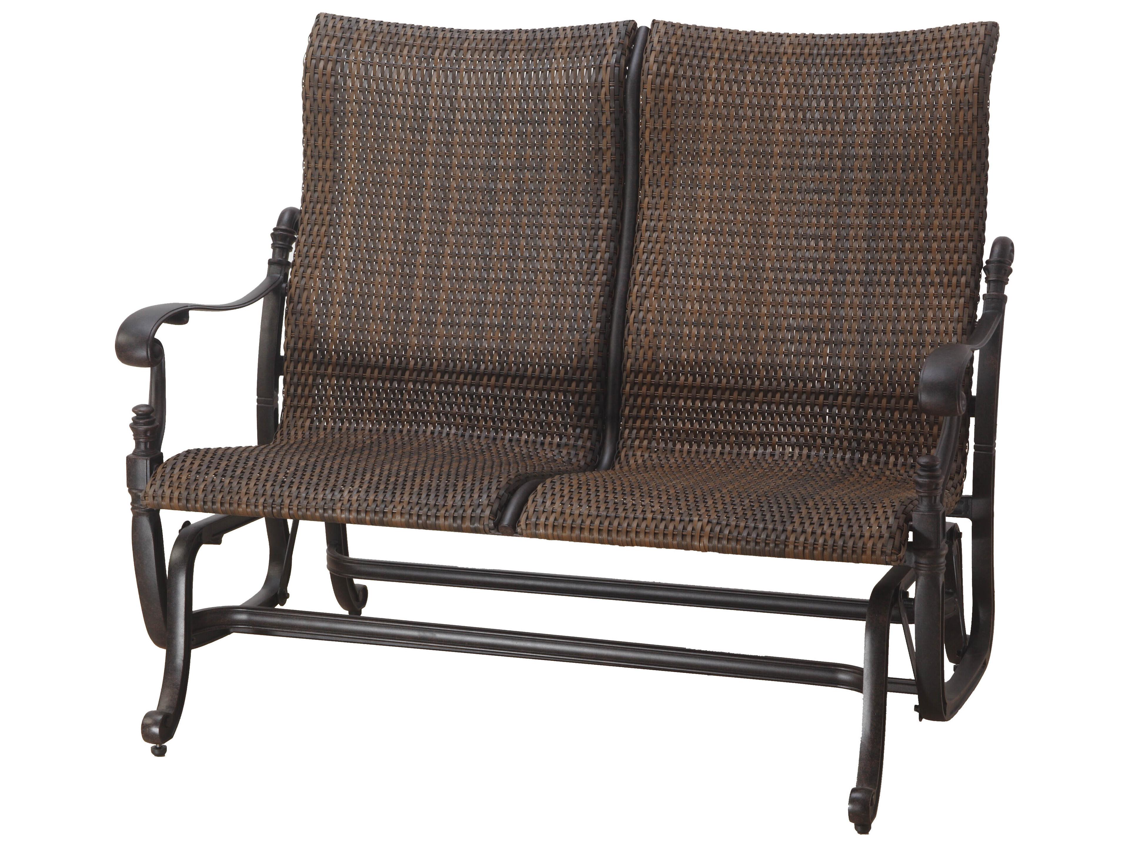 Florence Woven Cast Aluminum High Back Outdoor Loveseat Glider