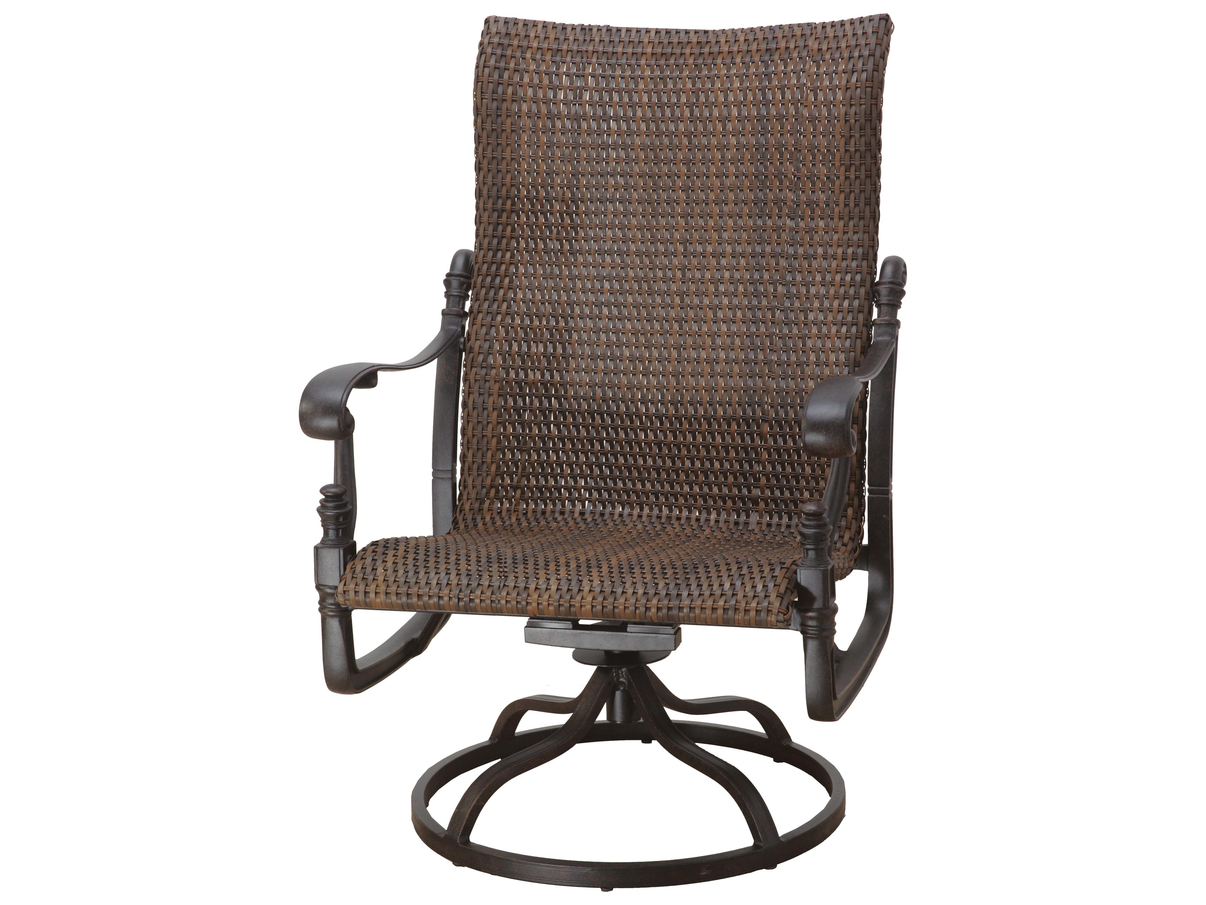 Florence Woven Cast Aluminum High Back Swivel Rocker Patio Lounge Chair