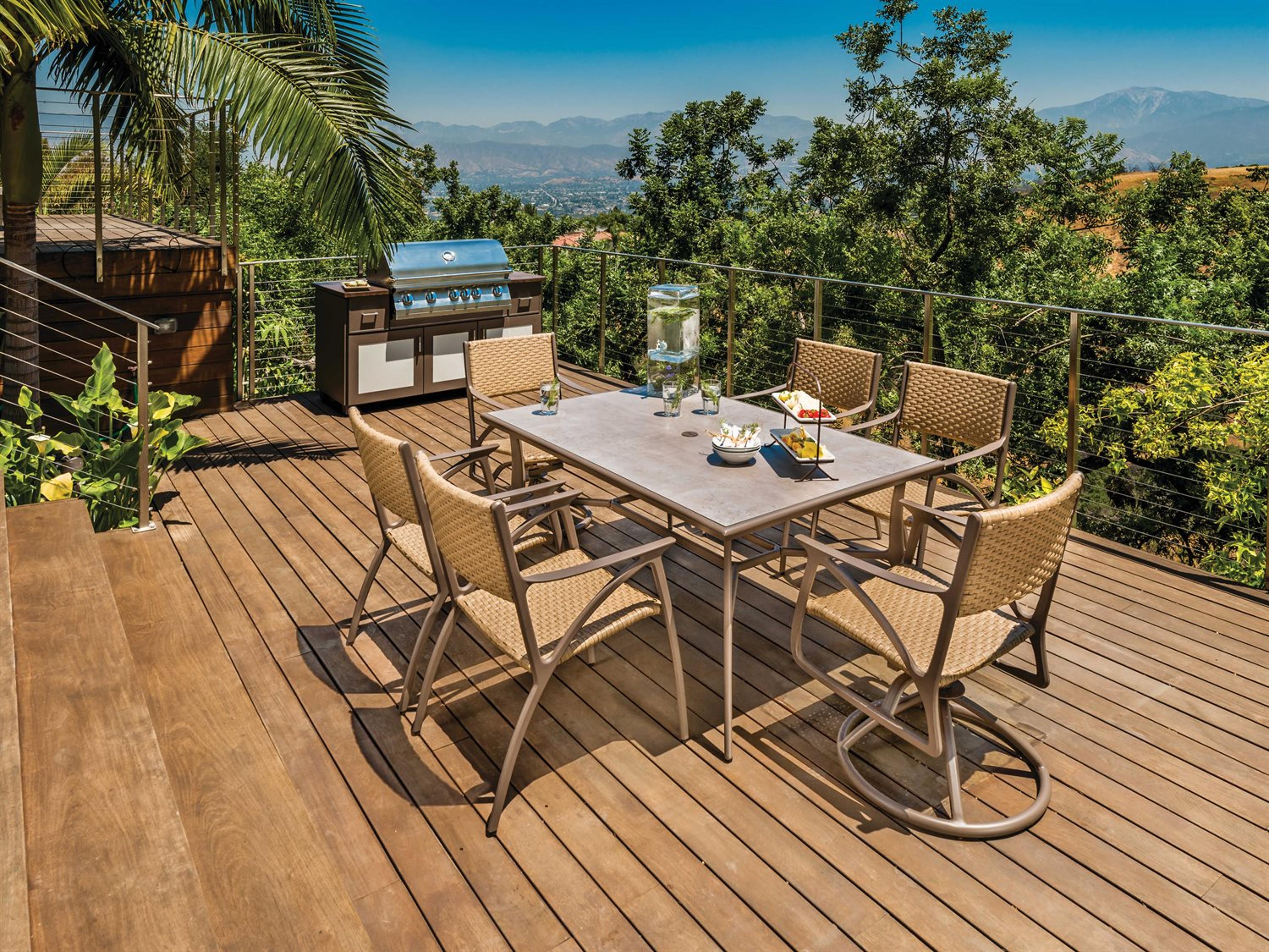 Gensun Amari Woven Aluminum Carbon Swivel Rocker Outdoor Dining Arm Chair