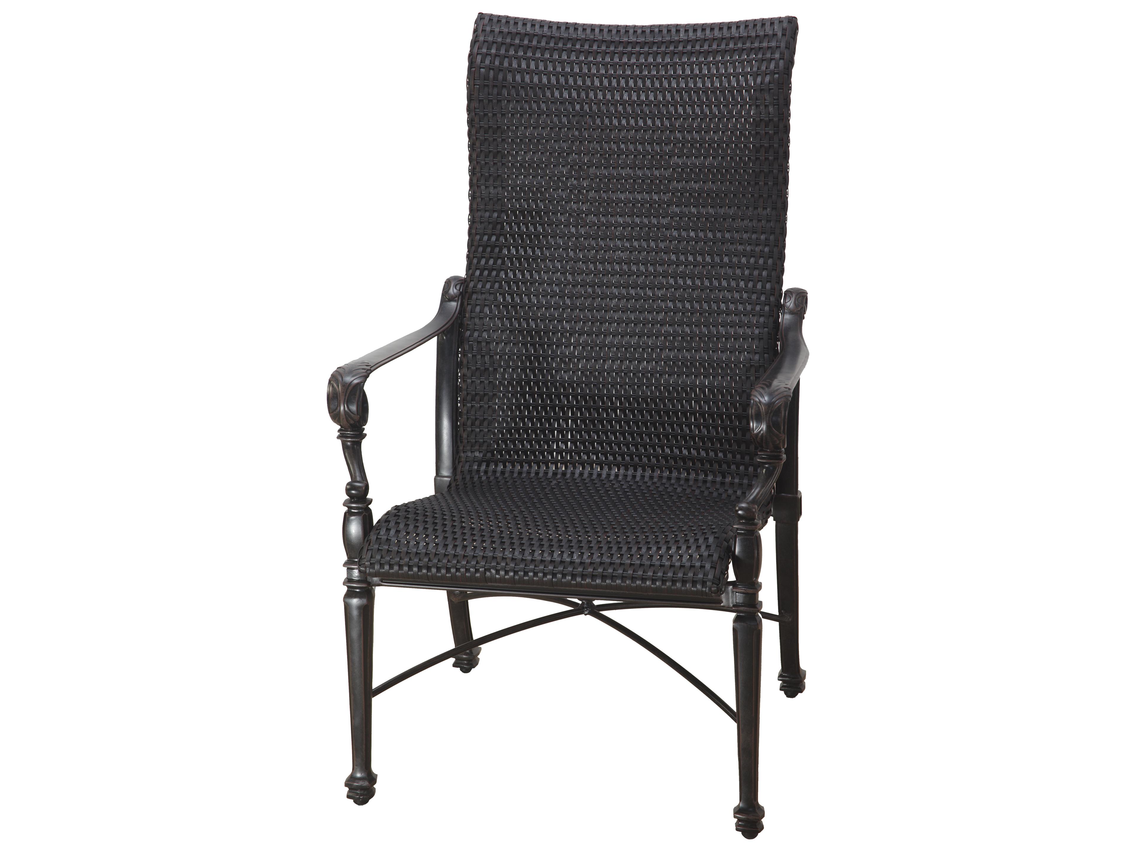 Grand Terrace Woven Cast Aluminum High Back Outdoor Patio Dining Chair