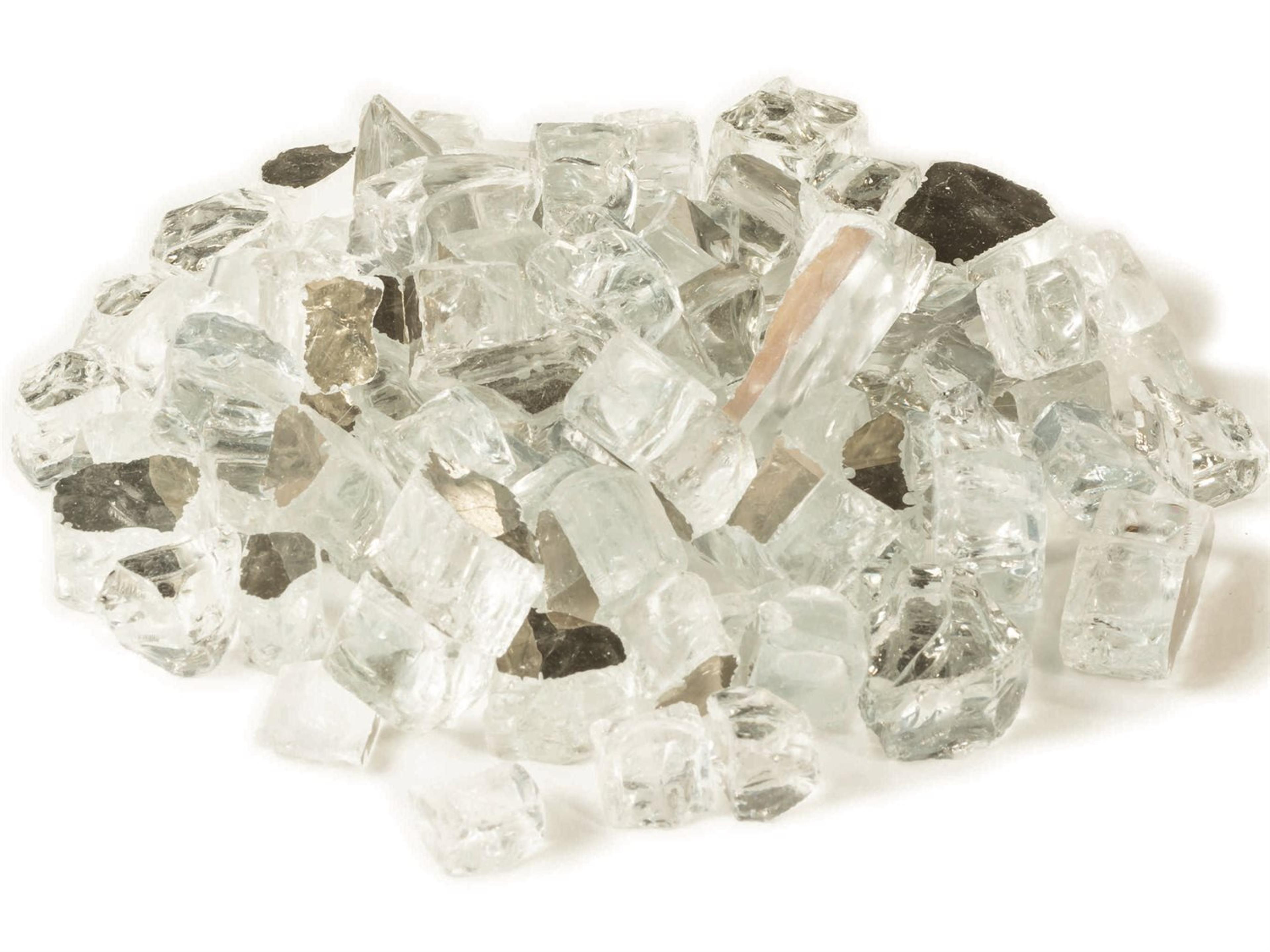 Gas Fire Pit Accessories Tempered Fire Glass in Ice Reflective