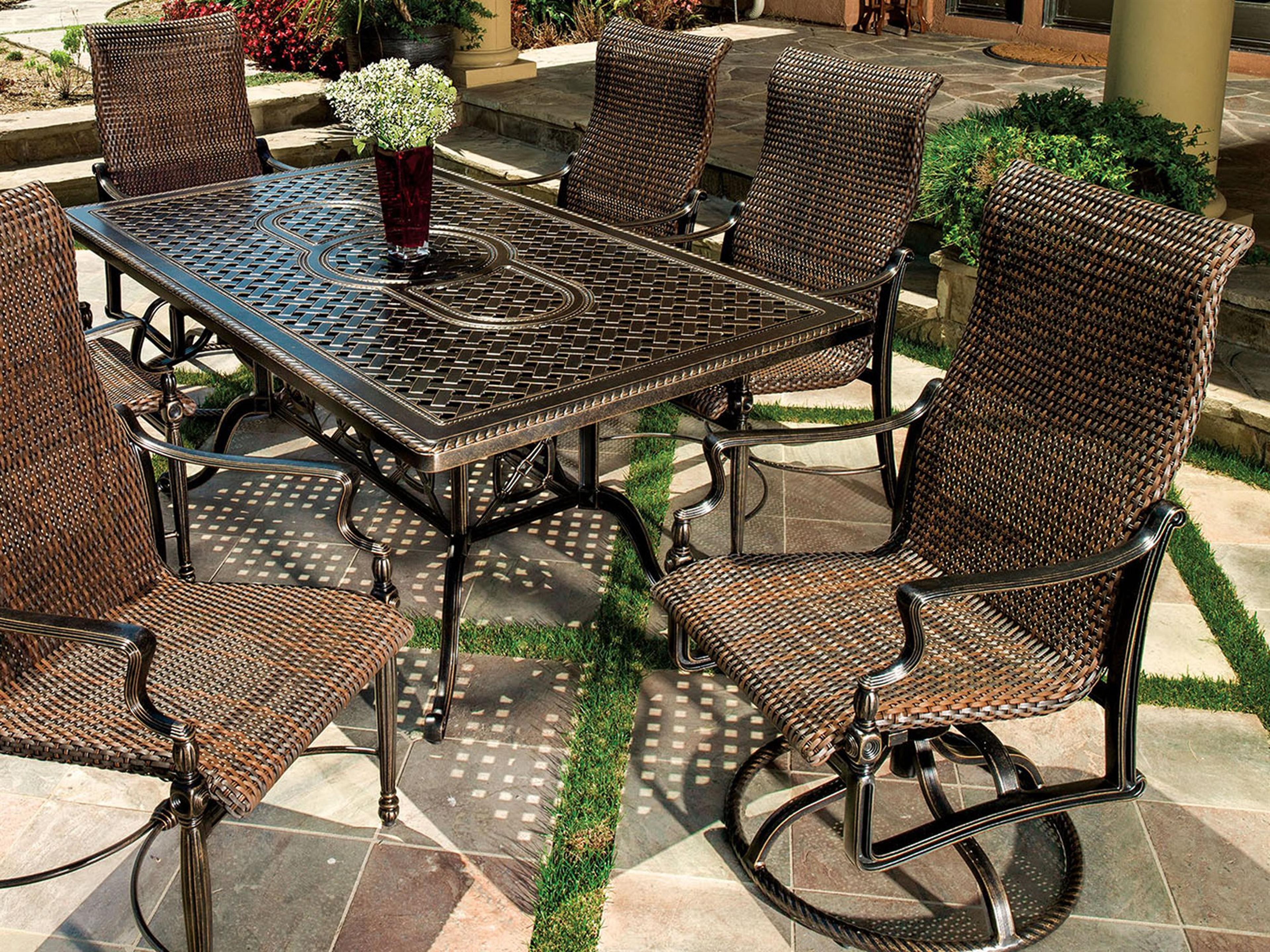 Bel Air Woven Cast Aluminum Patio Dining Set