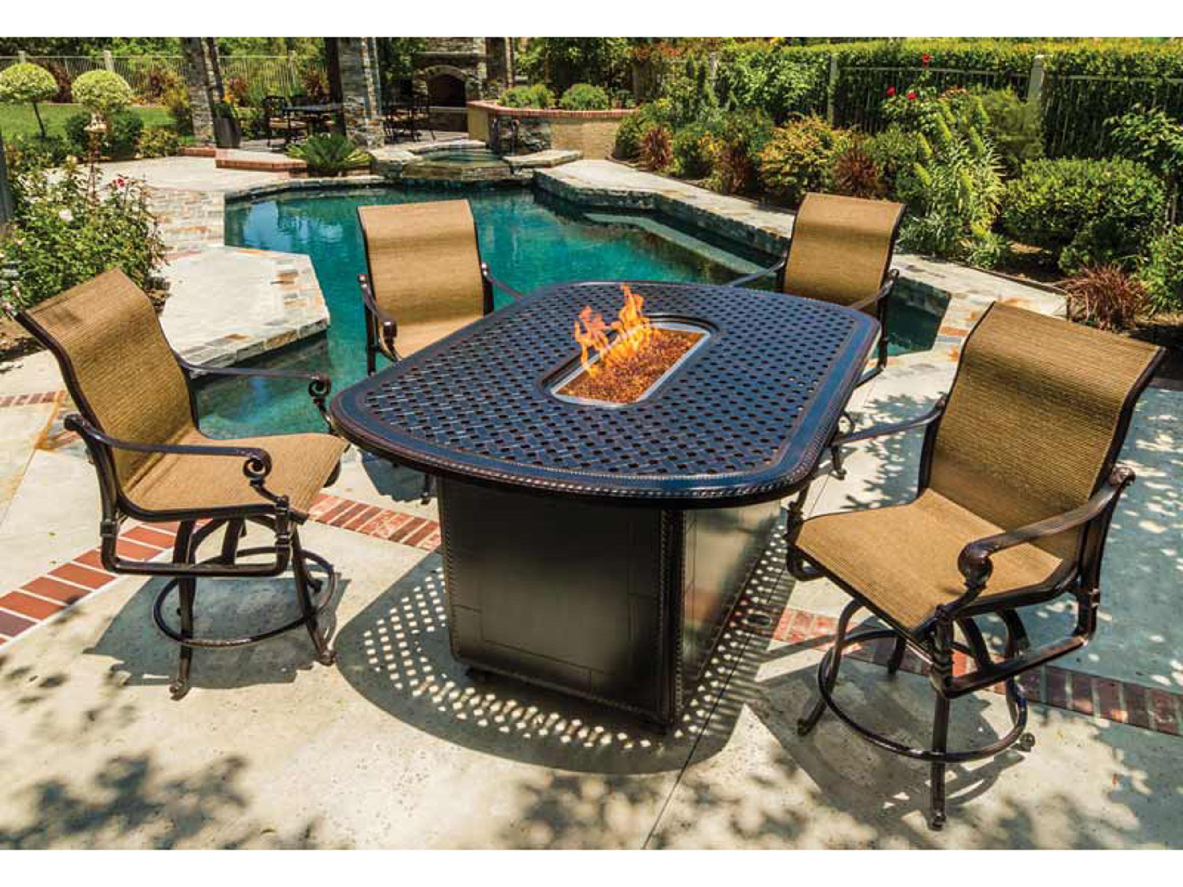 Grand Terrace Sling Cast Aluminum Outdoor Patio Lounge Set