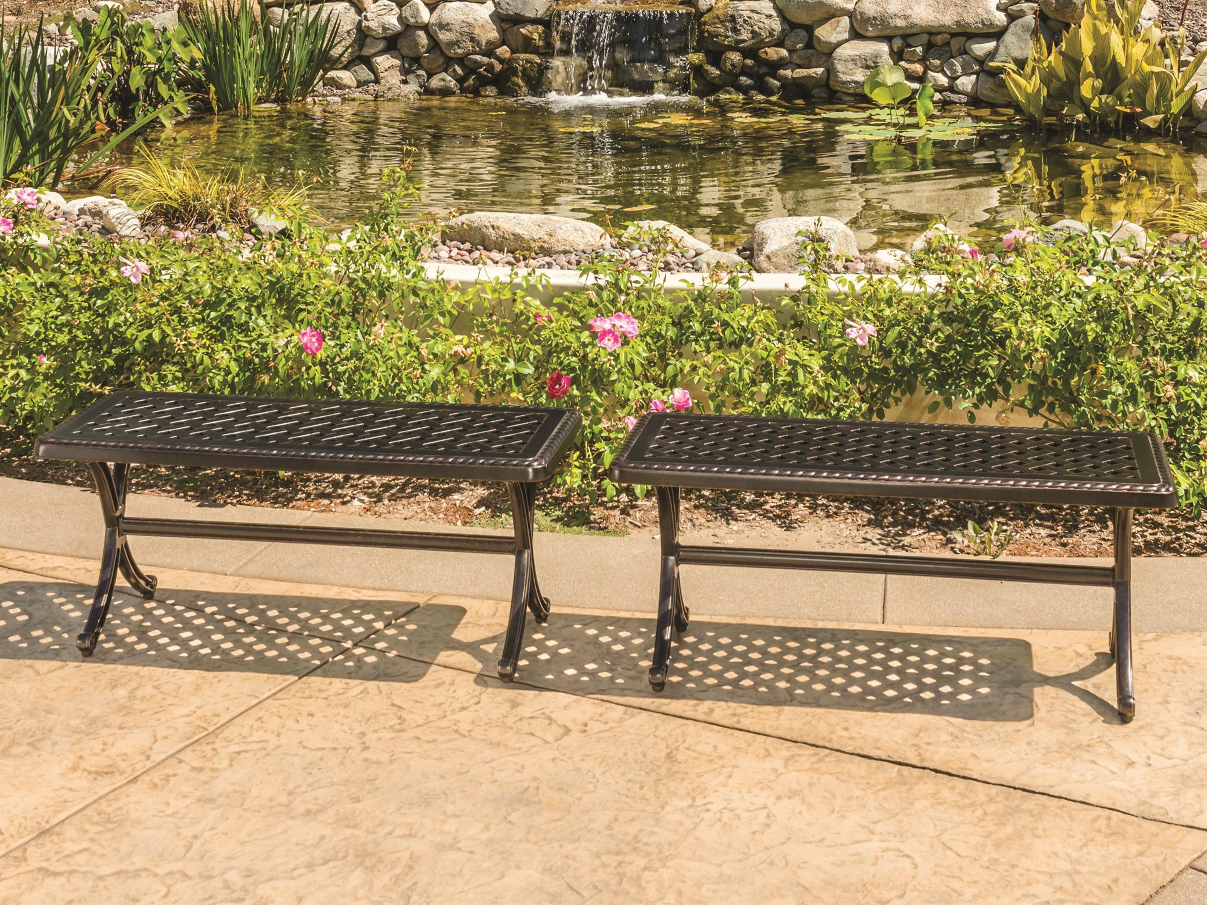 Grand Terrace Cast Aluminum Backless Outdoor Bench Set