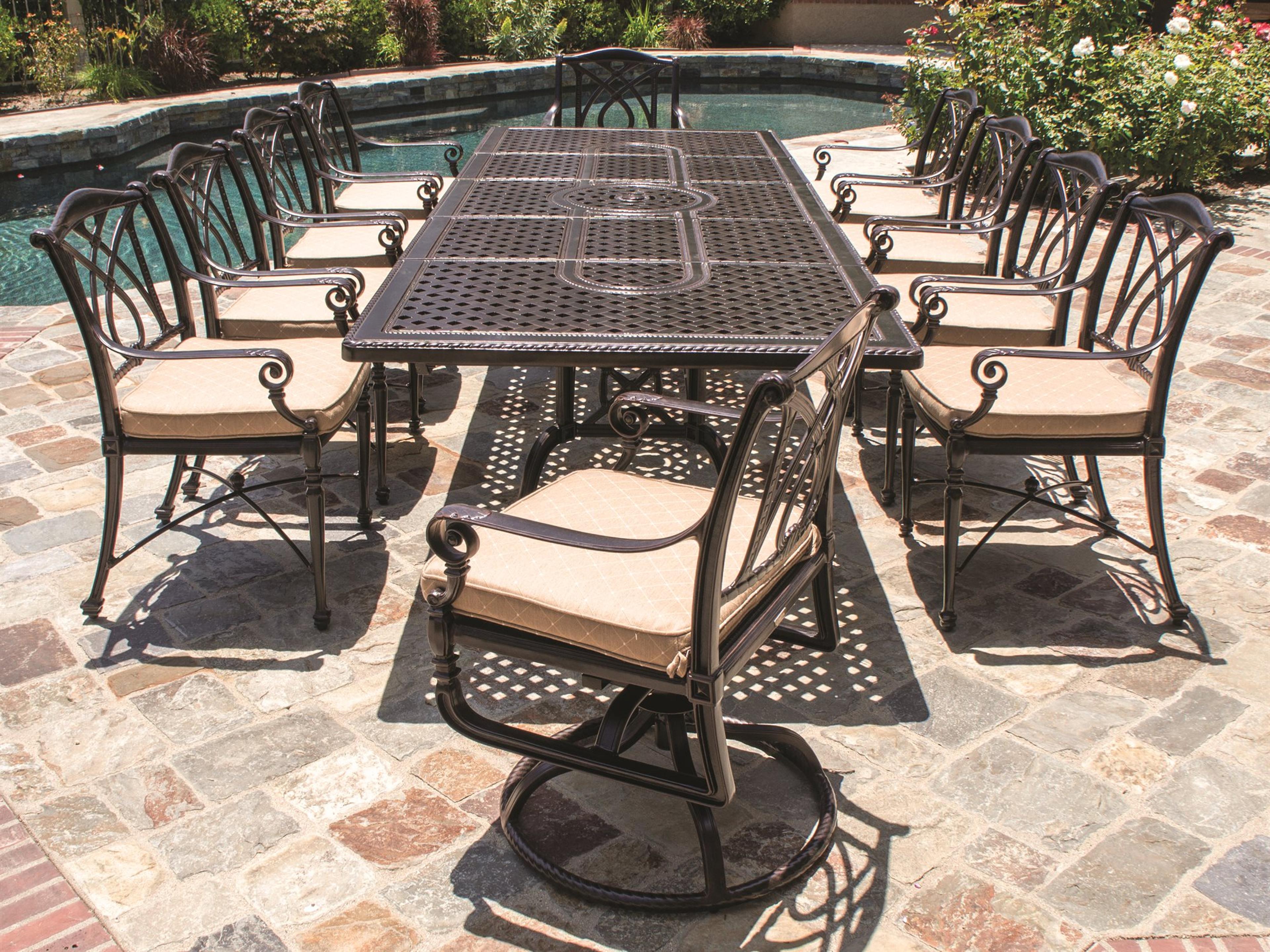 Grand Terrace Cast Aluminum Cushion Patio Dining Set