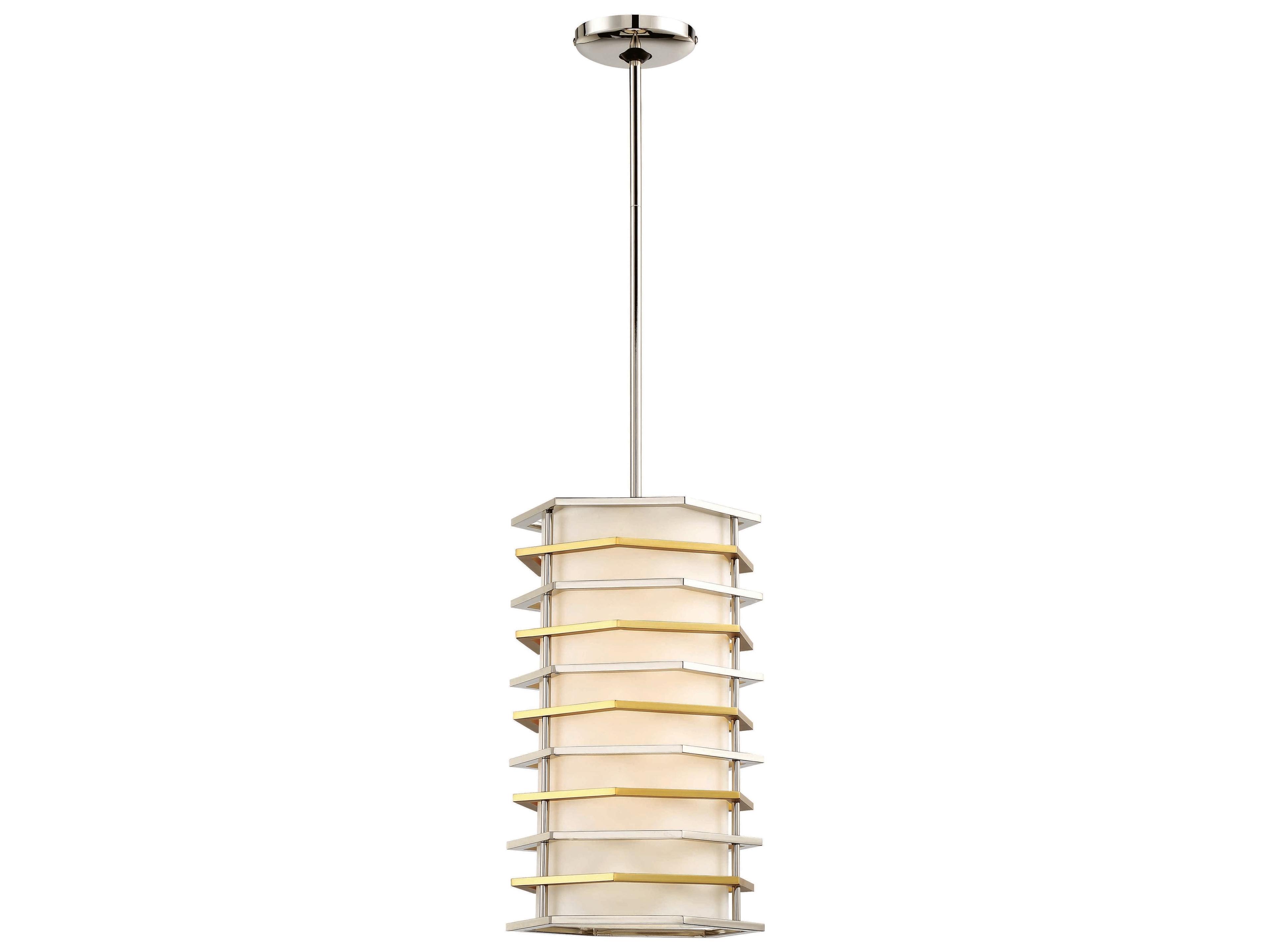 Levels 1-Light Polished Nickel Honey Gold White Glass LED Cylinder Mini Pendant