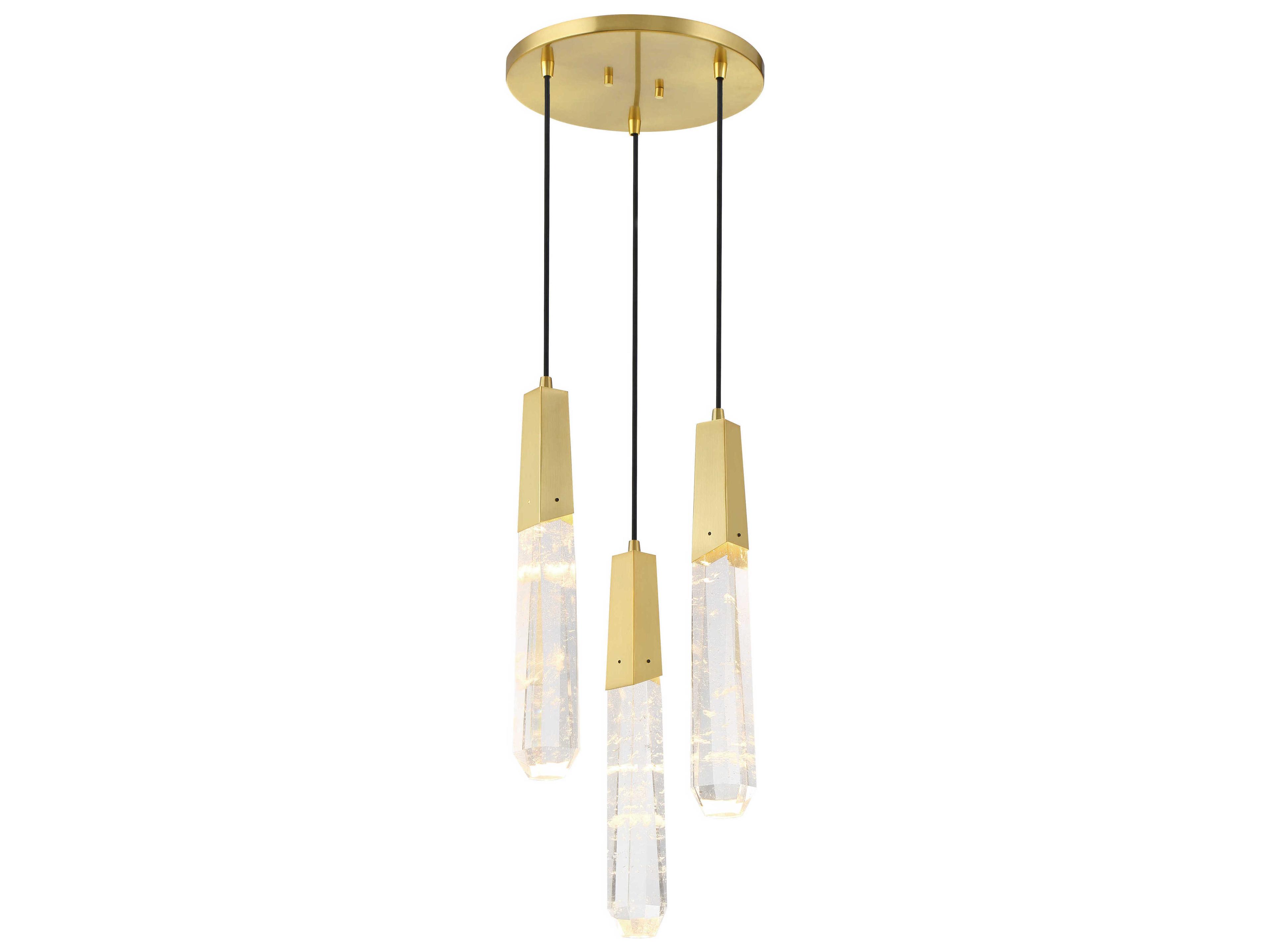 Drifting Droplets 3-Light Brushed Brass Linear Mini Pendant