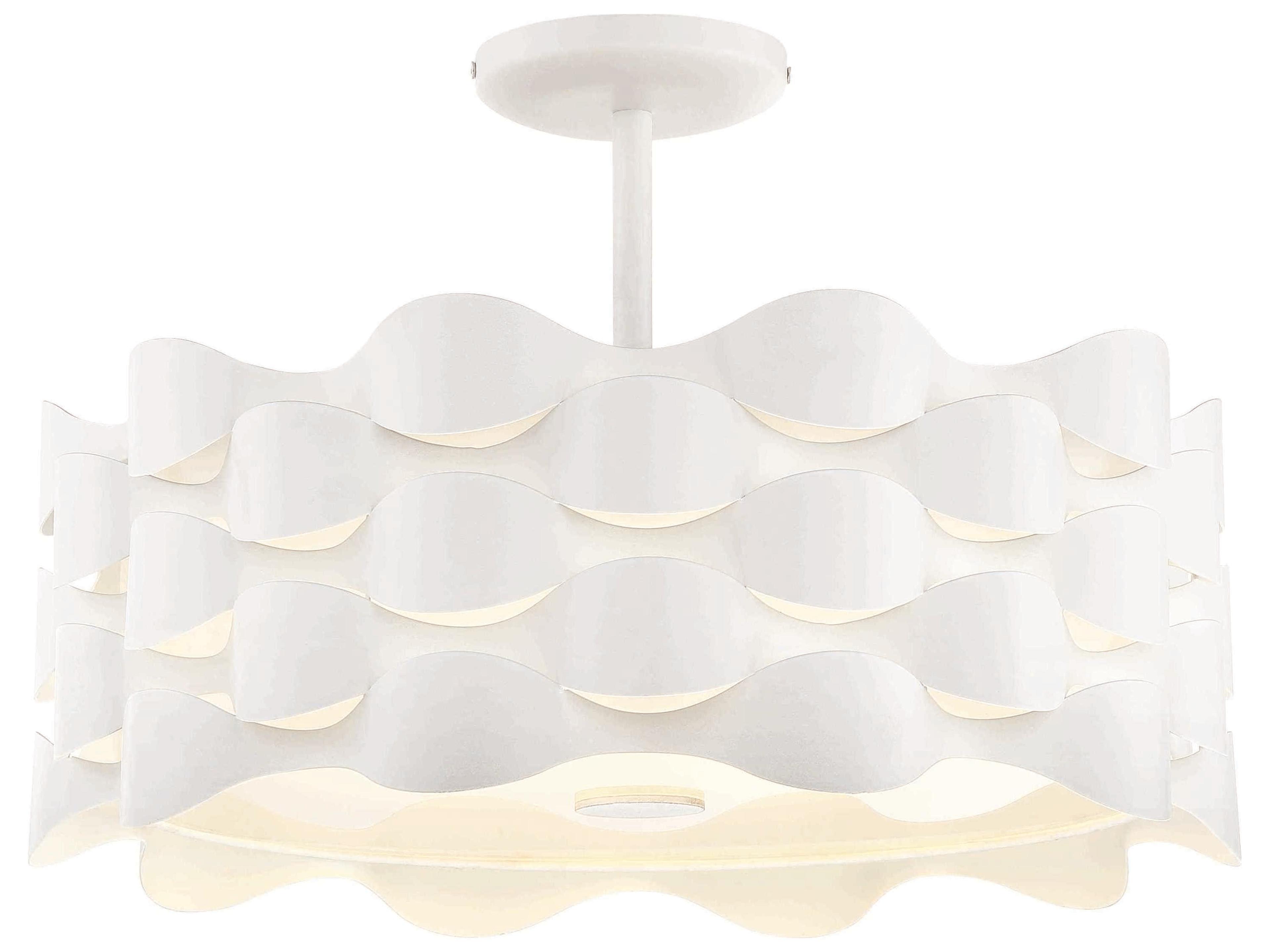 George Kovacs Coastal Current 1-Light Sand White Glass LED Drum Semi Flush Mount