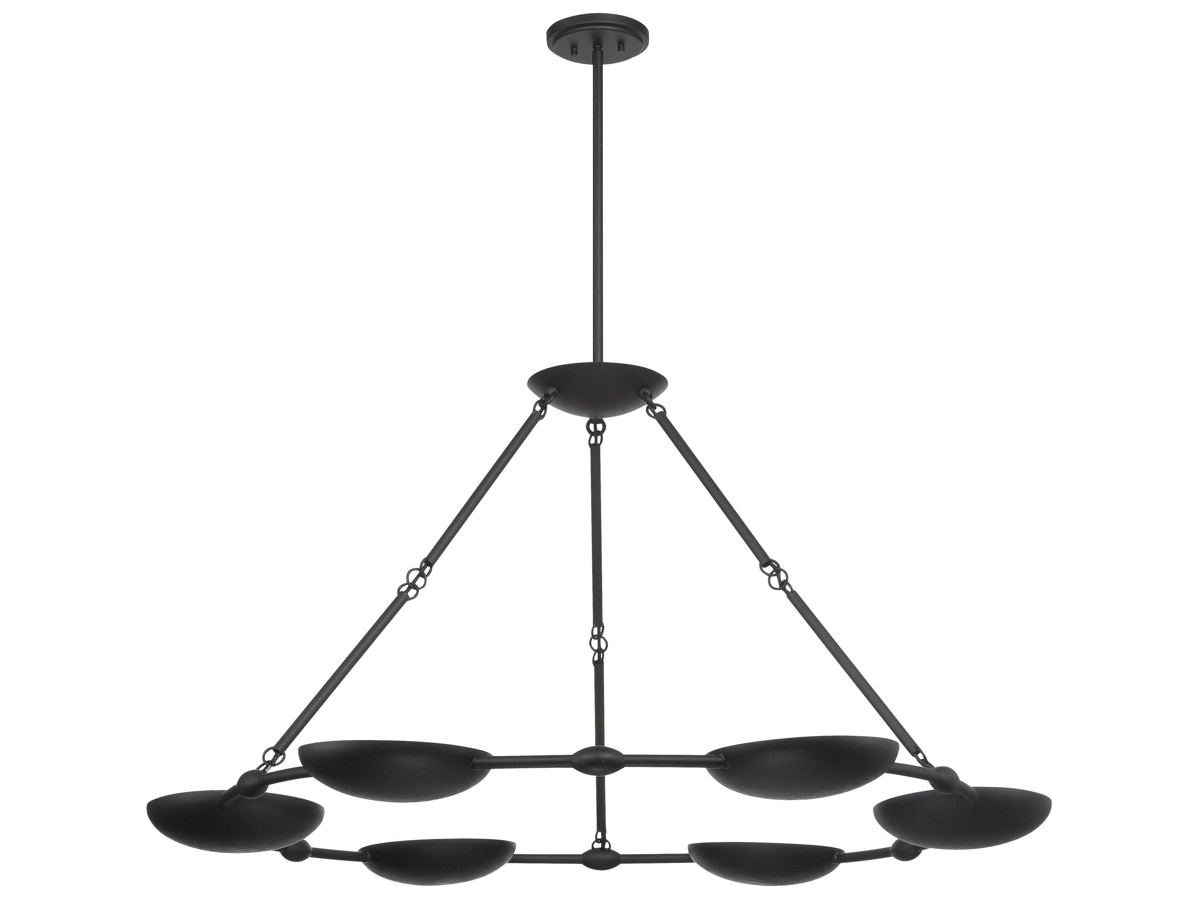 Undertas 6-Light Iron Ore Black Bowl Chandelier