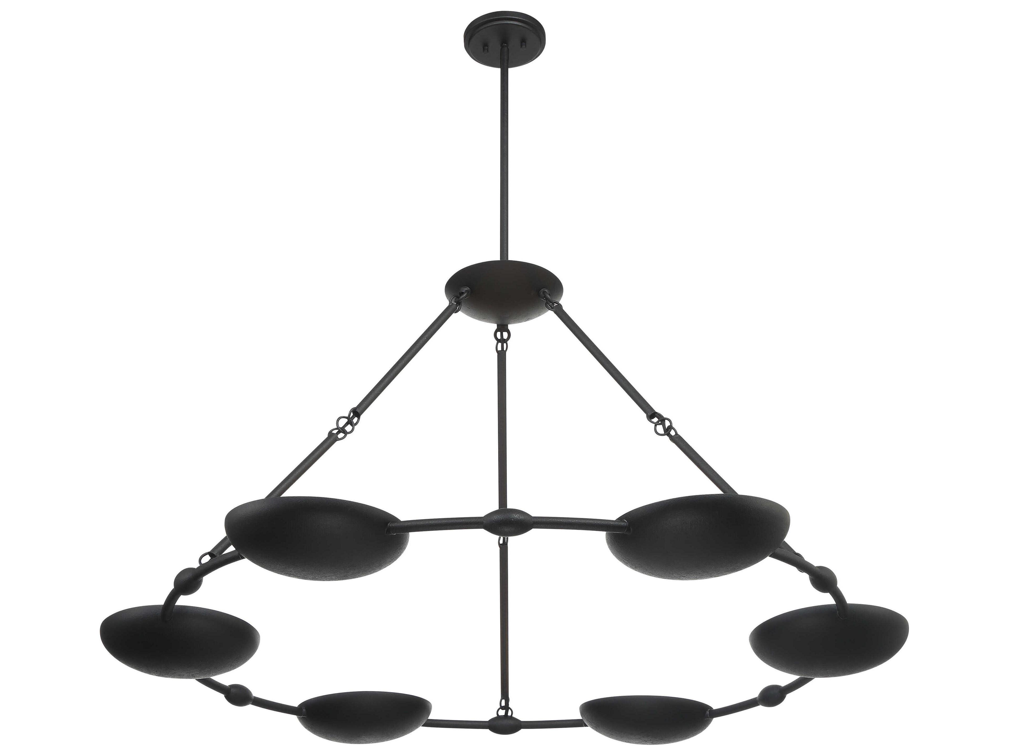 George Kovacs Undertas 6-Light Iron Ore Black Bowl Chandelier