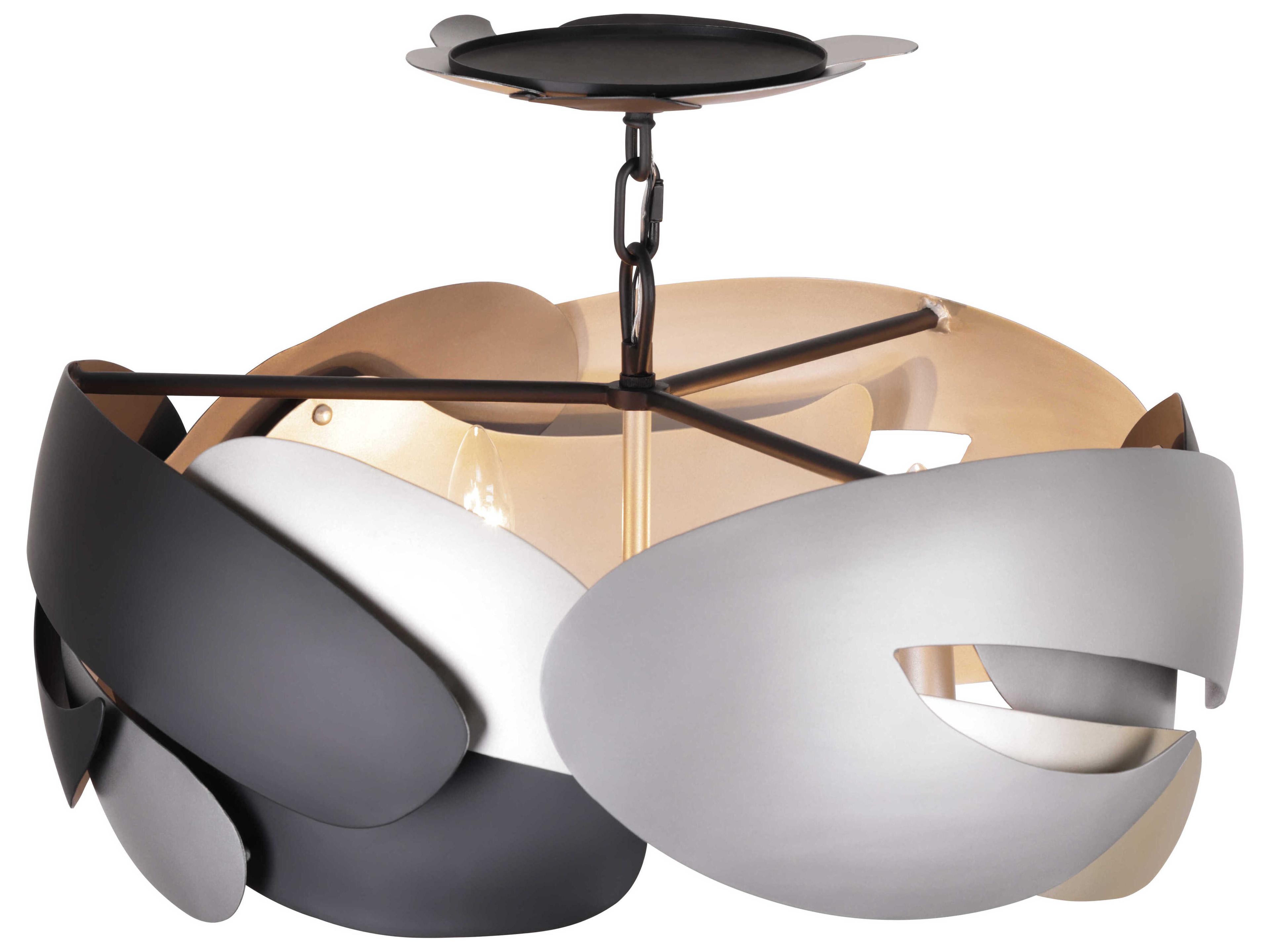 George Kovacs Metalo Misto 4-Light Coal Atlas Midnight Silver Black Semi Flush Mount