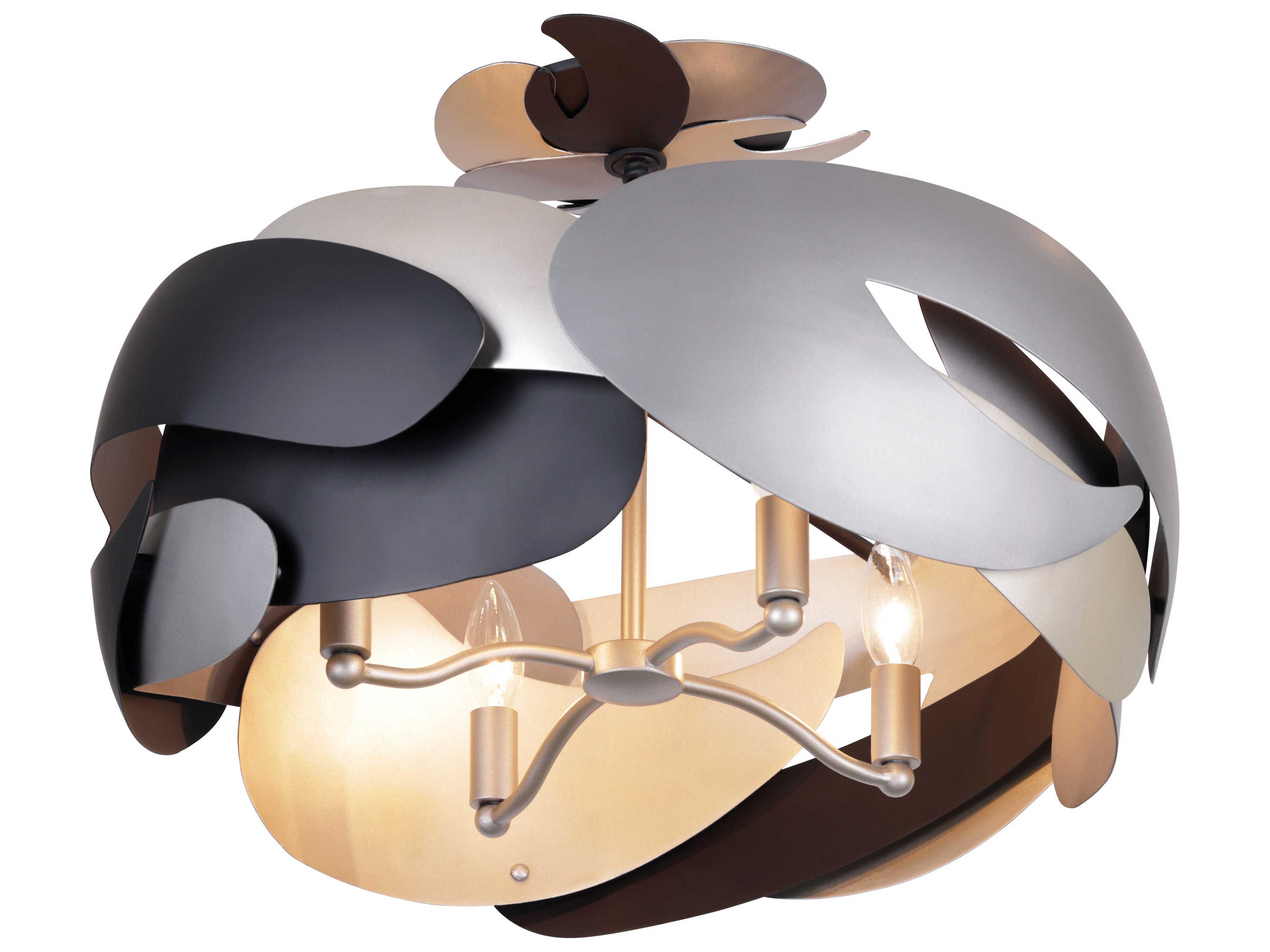 George Kovacs Metalo Misto 4-Light Coal Atlas Midnight Silver Black Semi Flush Mount