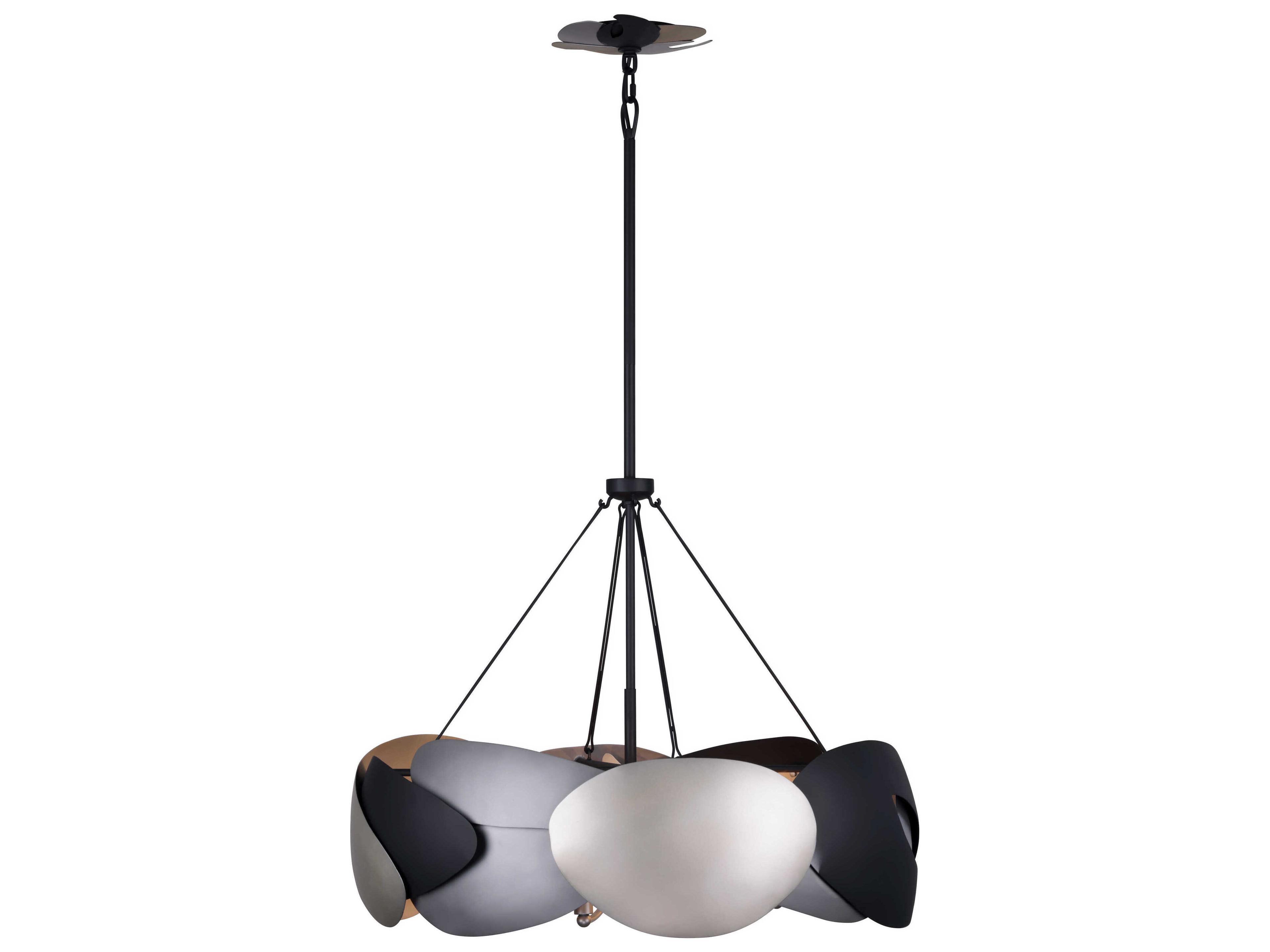 George Kovacs Metalo Misto 6-Light Coal Atlas Midnight Silver Black Pendant