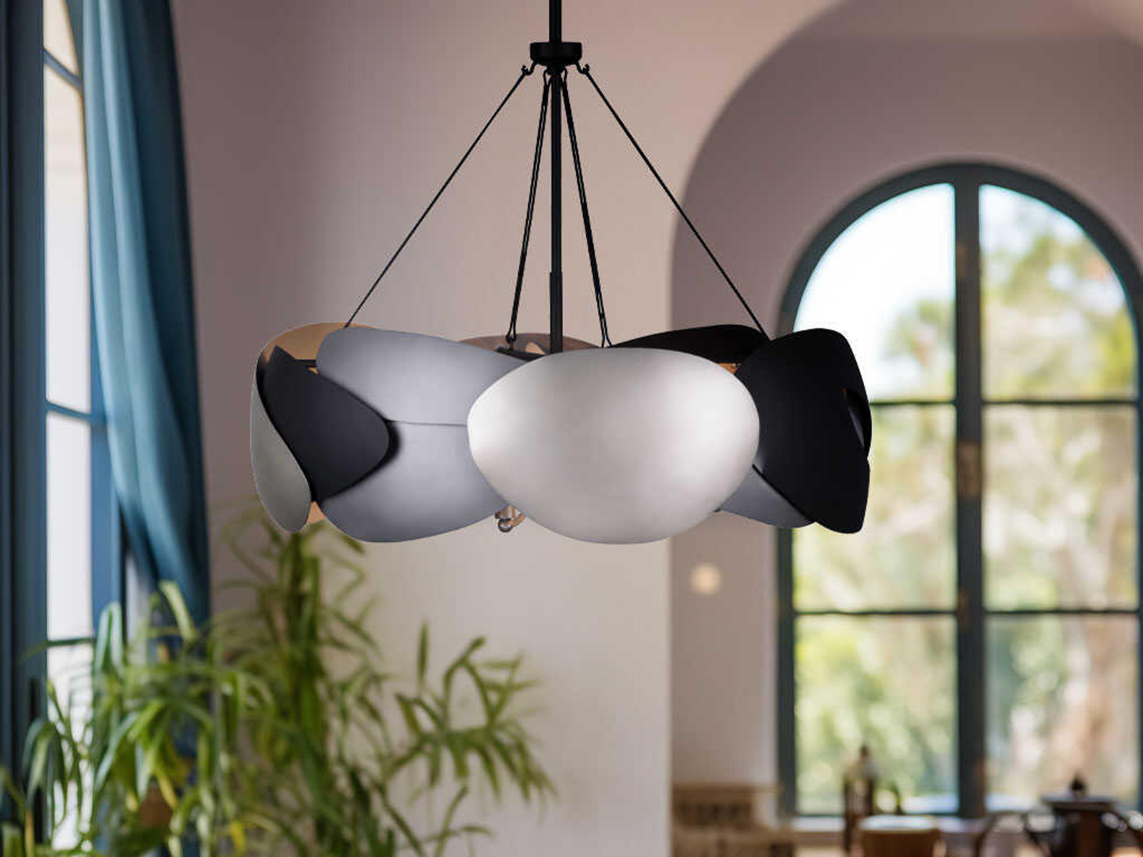 George Kovacs Metalo Misto 6-Light Coal Atlas Midnight Silver Black Pendant