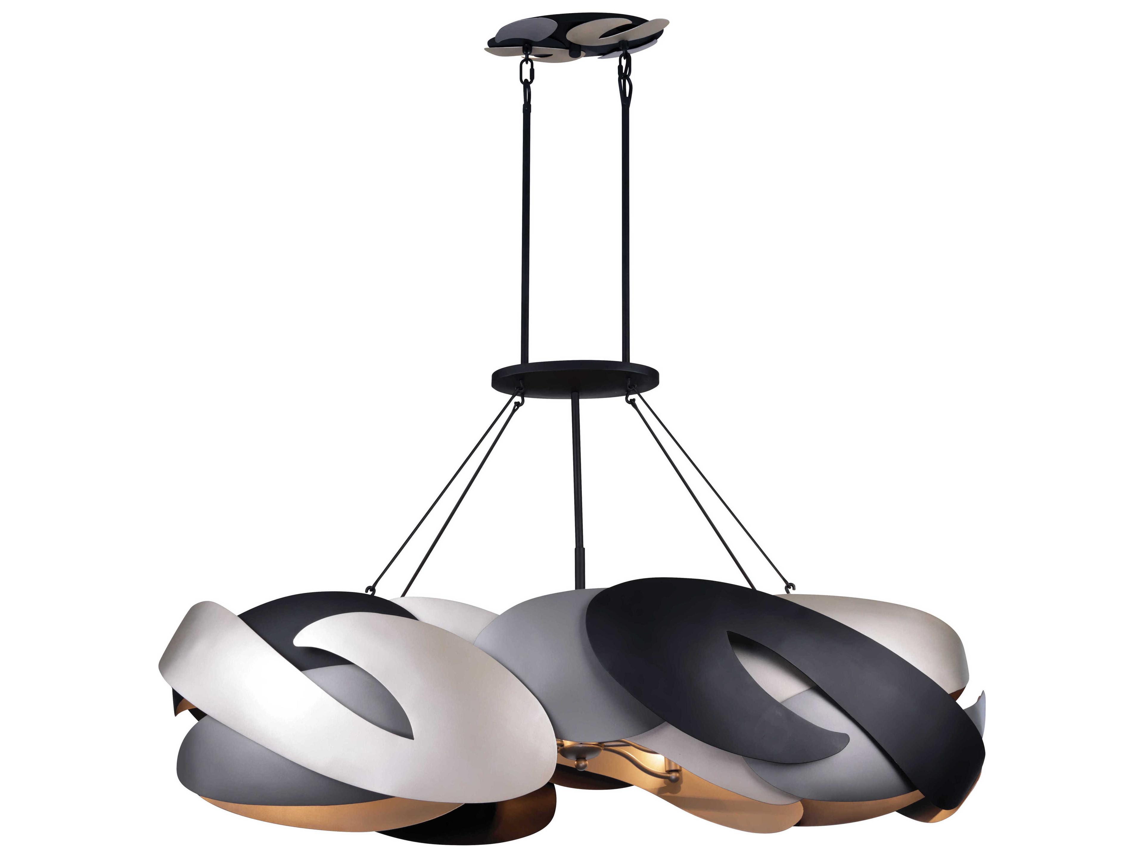 Metalo Misto 6-Light Coal Atlas Midnight Silver Black Island Pendant