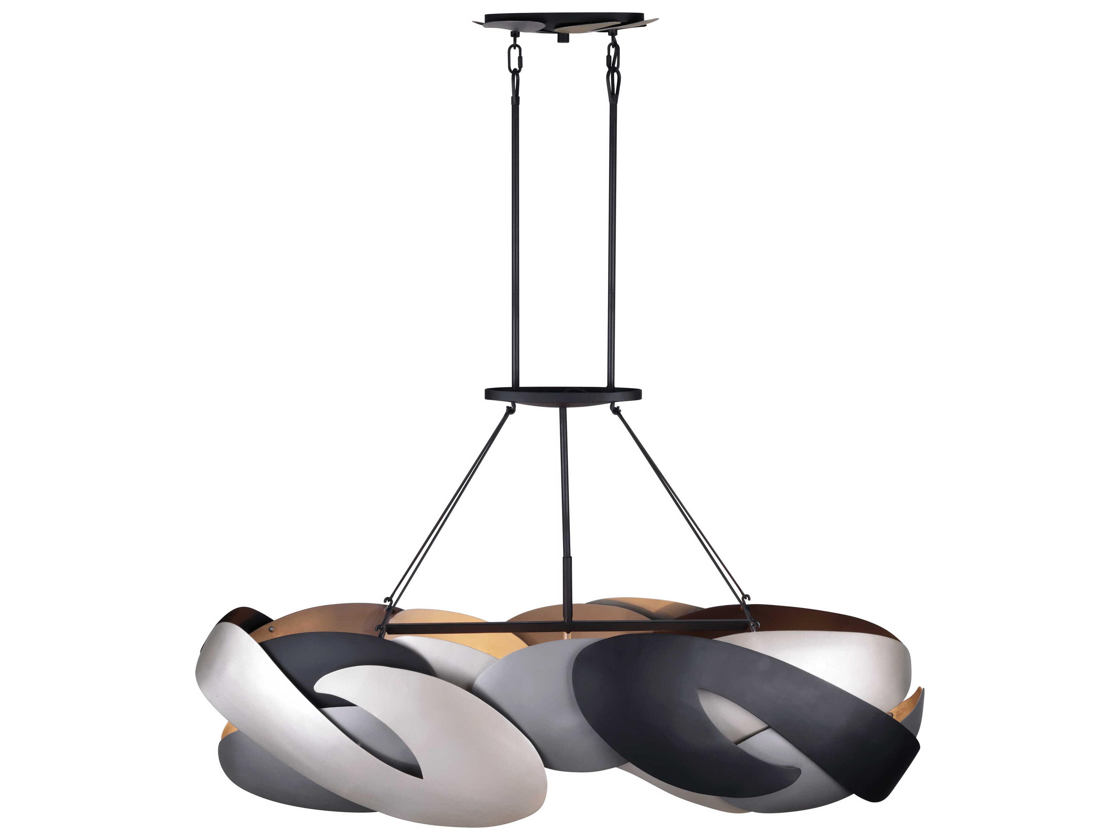 George Kovacs Metalo Misto 6-Light Coal Atlas Midnight Silver Black Island Pendant