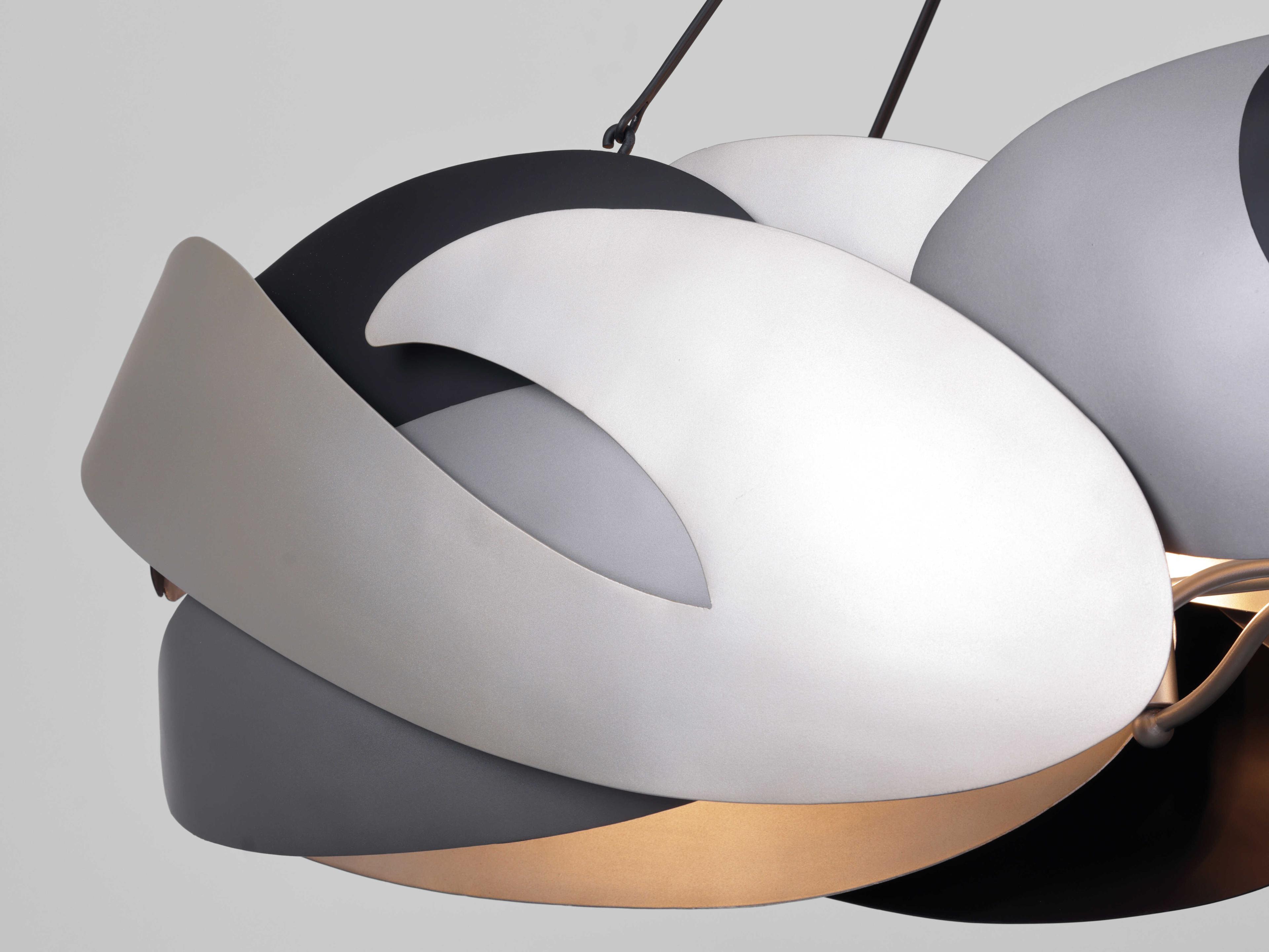 George Kovacs Metalo Misto 6-Light Coal Atlas Midnight Silver Black Island Pendant