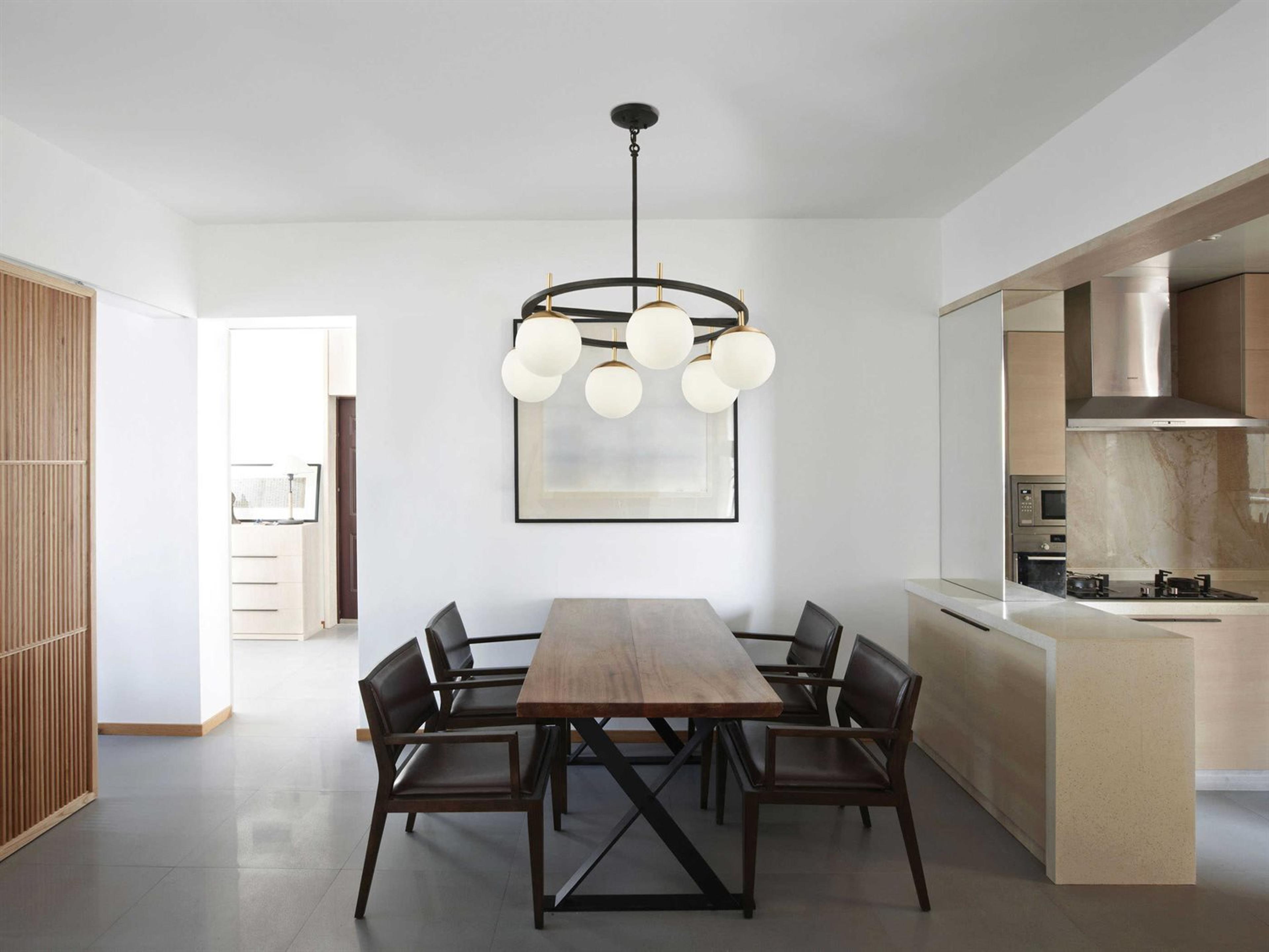 George Kovacs Alluria 7-Light Weathered Black Autumn Gold Glass Globe Chandelier