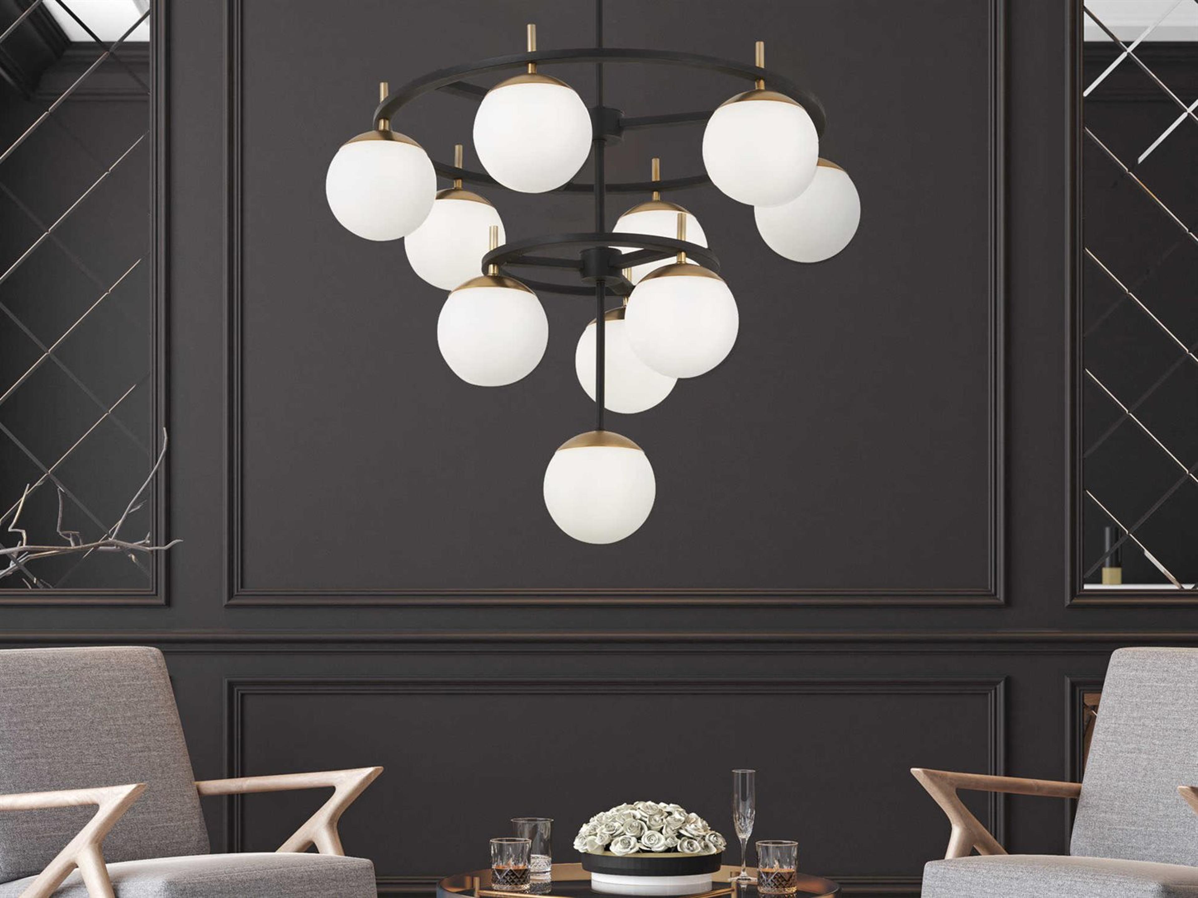 George Kovacs Alluria 11-Light Weathered Black Autumn Gold Glass Globe Chandelier