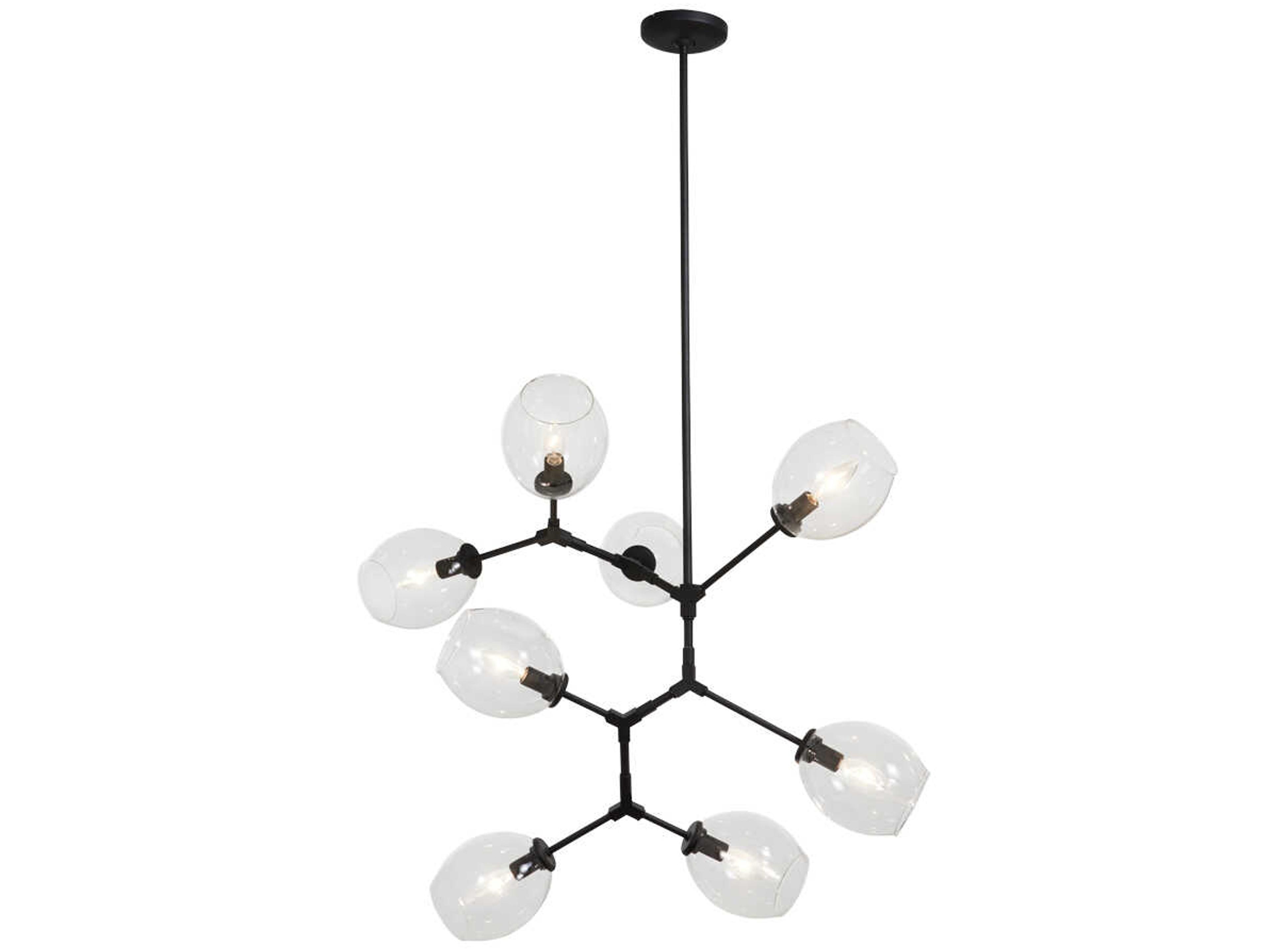 Nexpo 8-Light Coal Black Glass Round Chandelier