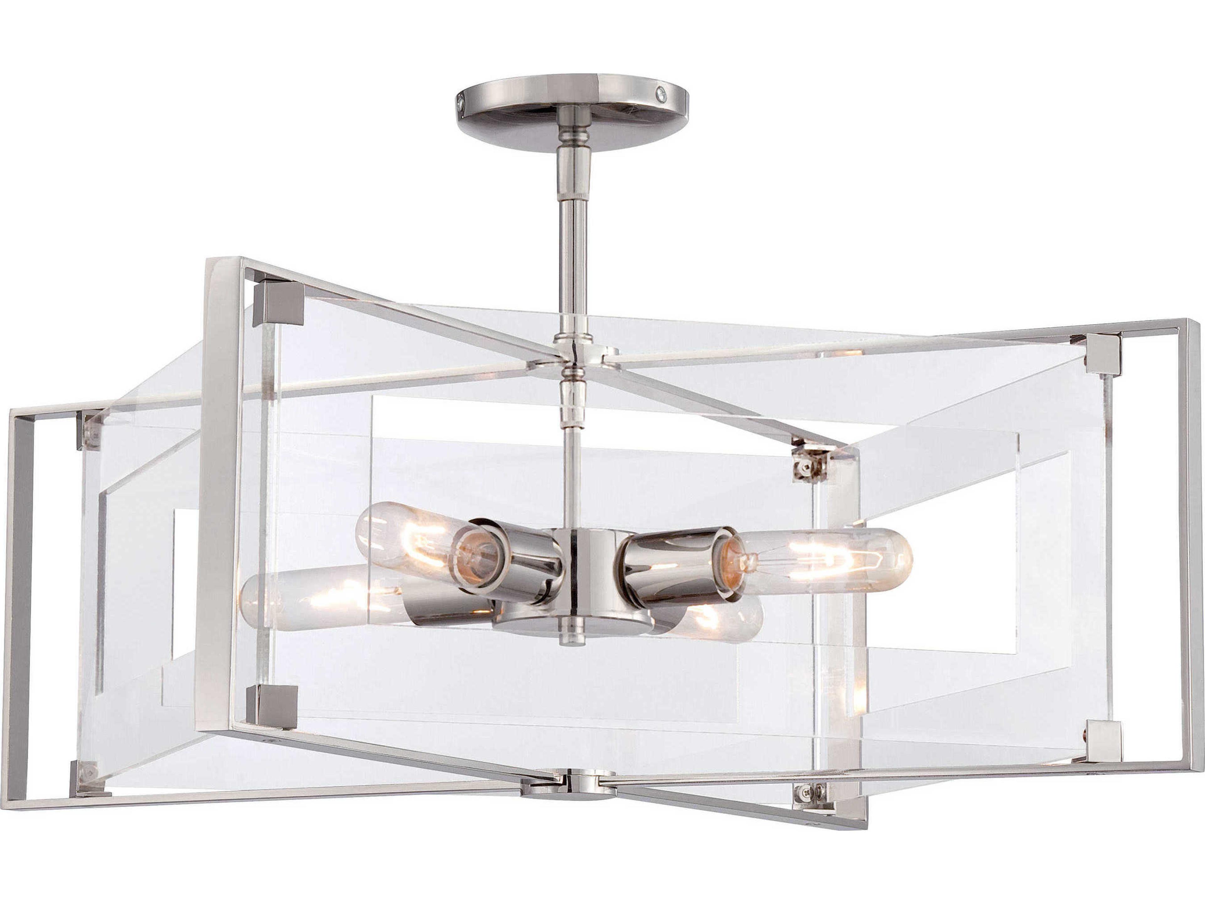 Crystal Clear 4 Light Convertible Semi-Flush Pendant