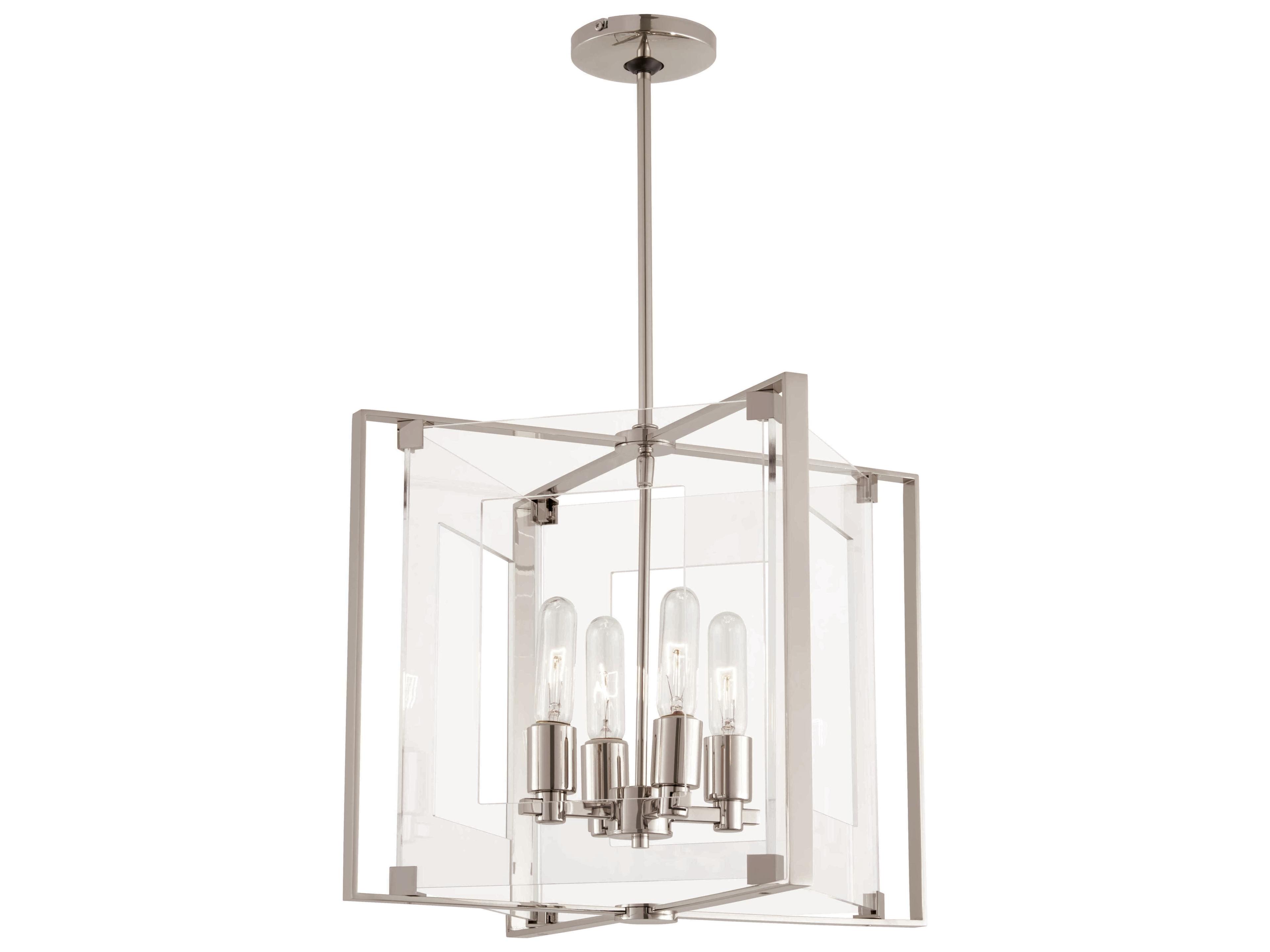 George Kovacs Crystal Clear 4-Light Polished Nickel Pendant