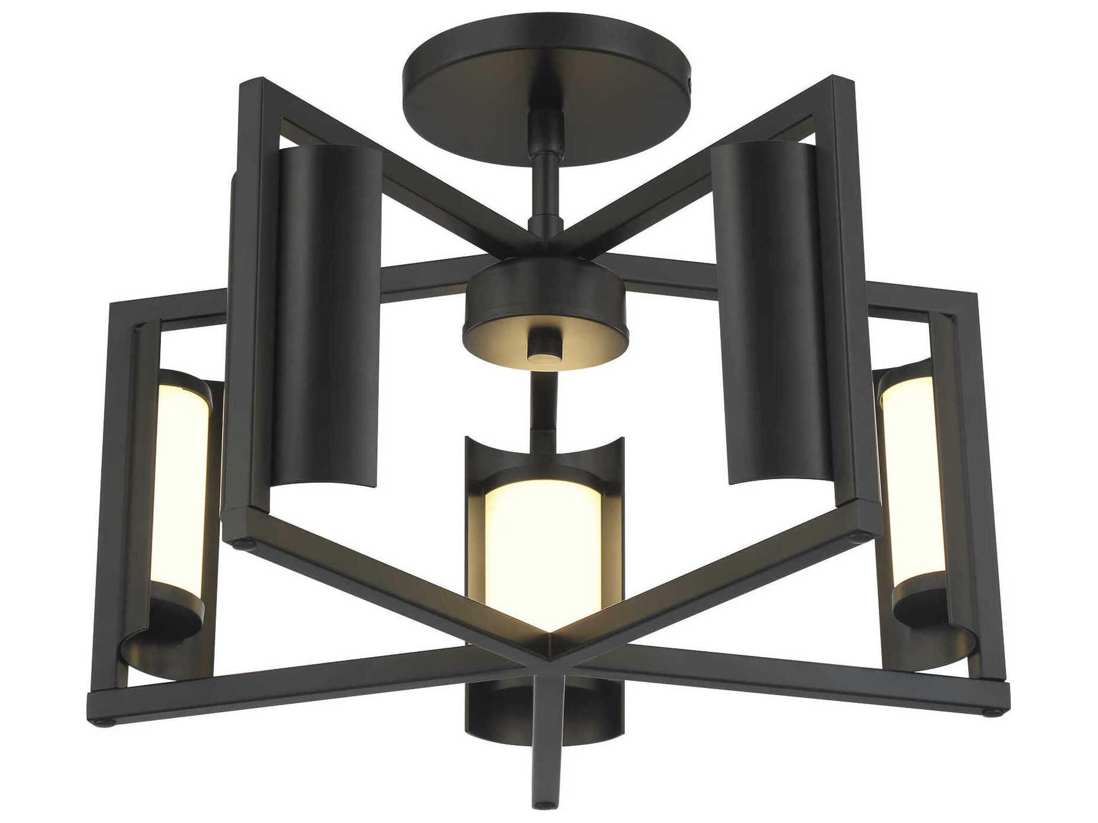 Trizay 1-Light Coal Black Geometric Semi Flush Mount