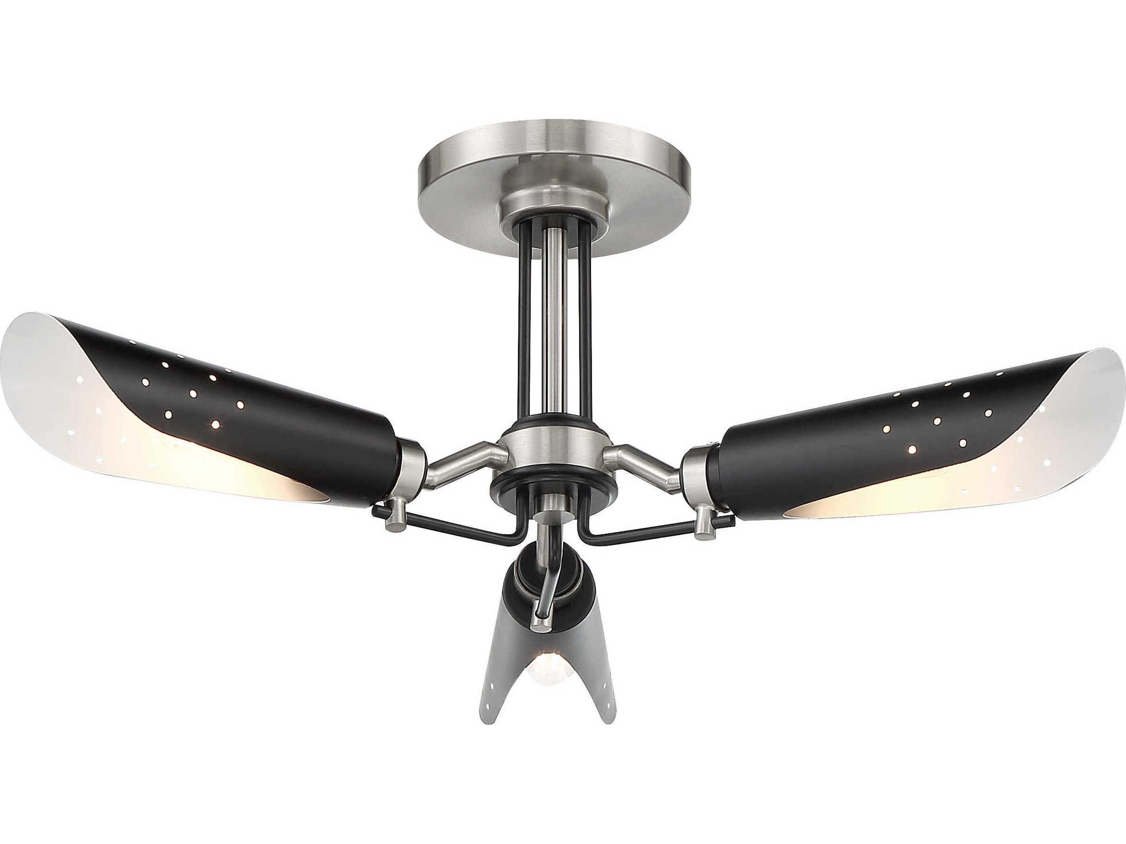 Turbine Semi-Flush Ceiling Light in Coal and Brushed Nickel