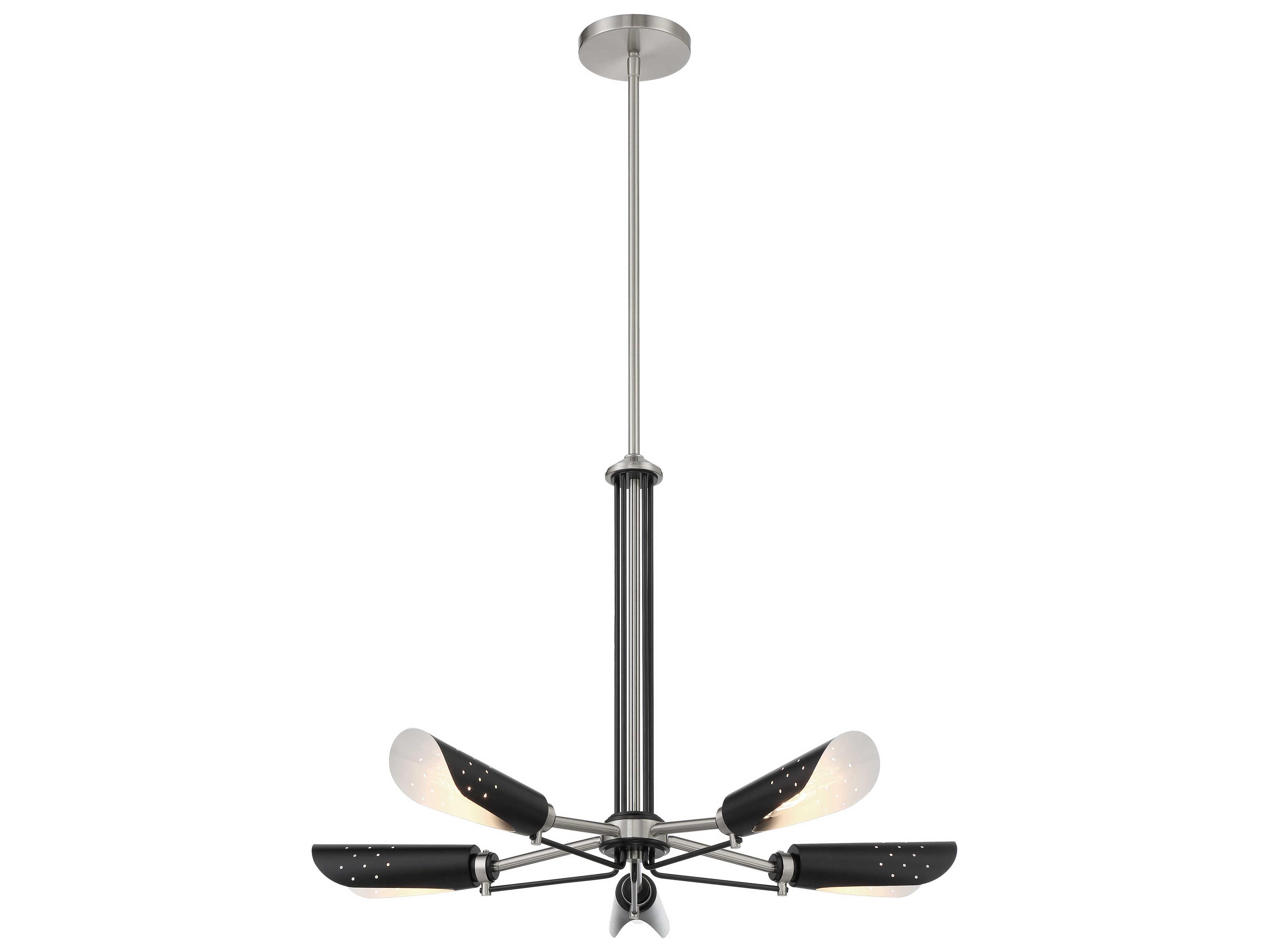 Turbine 5 Light Chandelier in Coal and Brushed Nickel