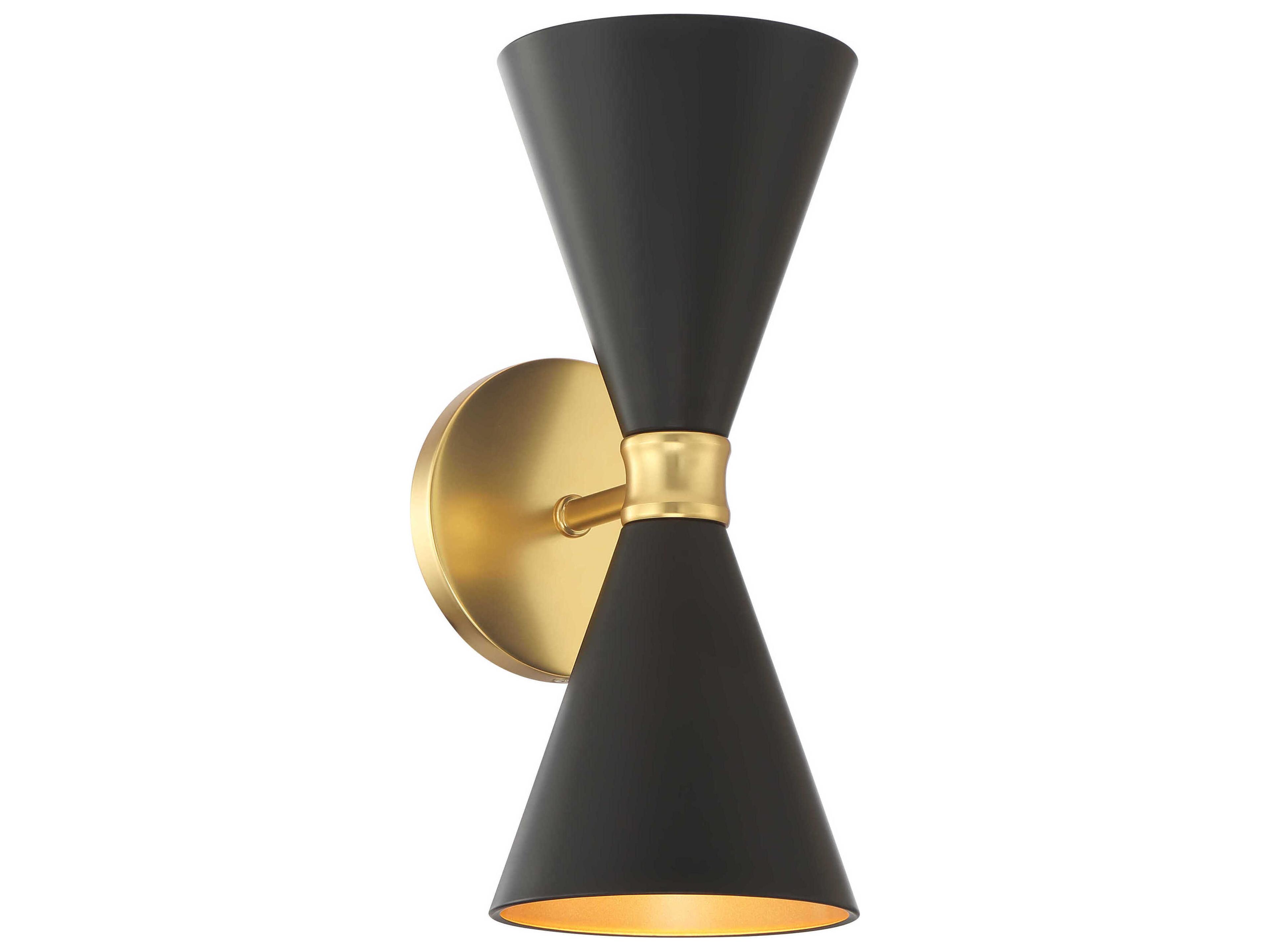 Conic 2-Light Coal Honey Gold Black Wall Sconce
