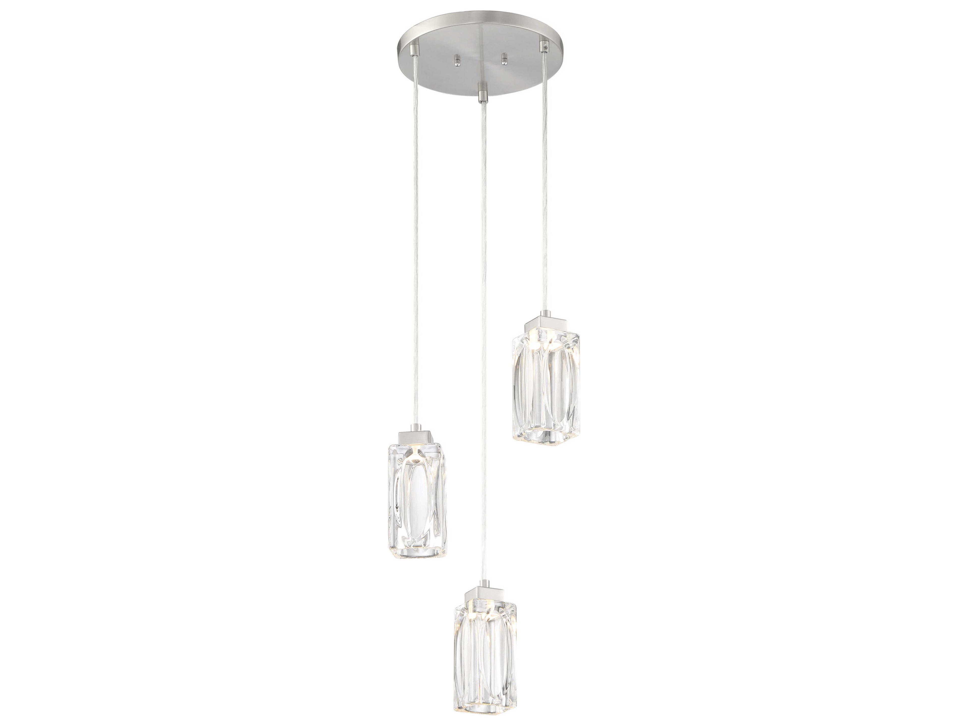 George Kovacs Putnam Place 3-Light Brushed Nickel Glass LED Pendant