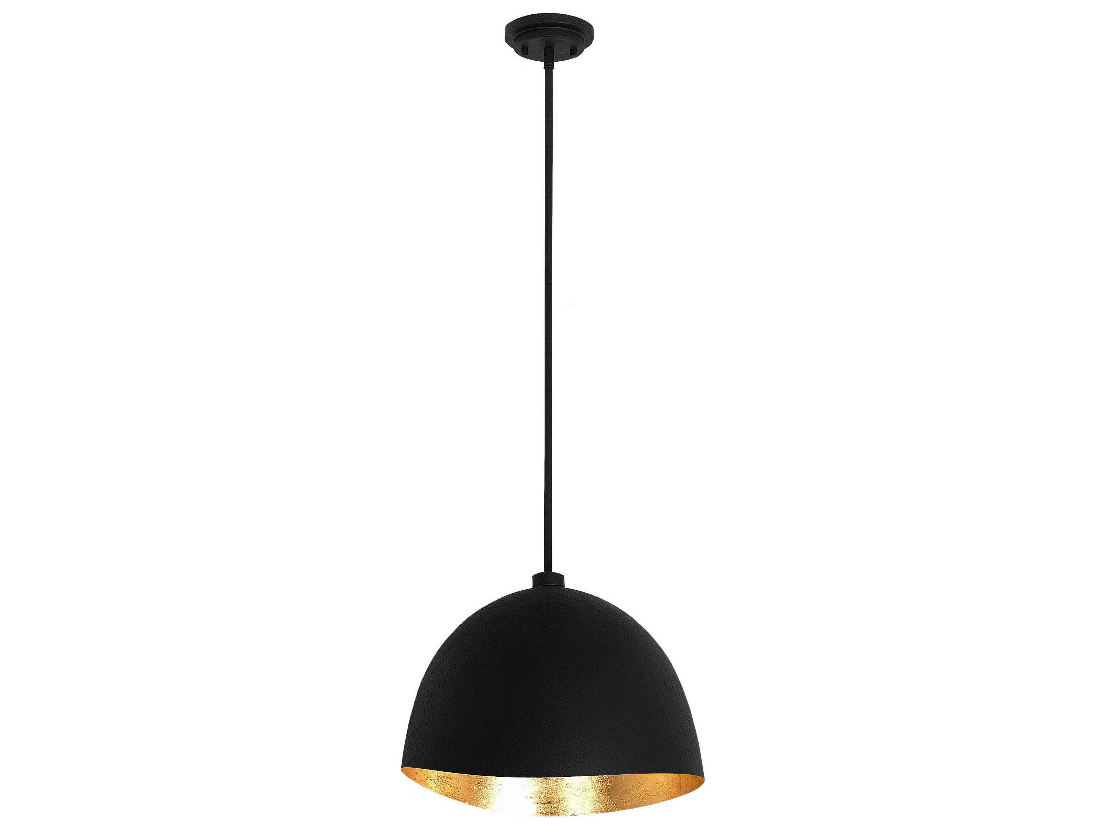 George Kovacs Eclos 1-Light Sand Coal Gold Leaf Black Dome Pendant