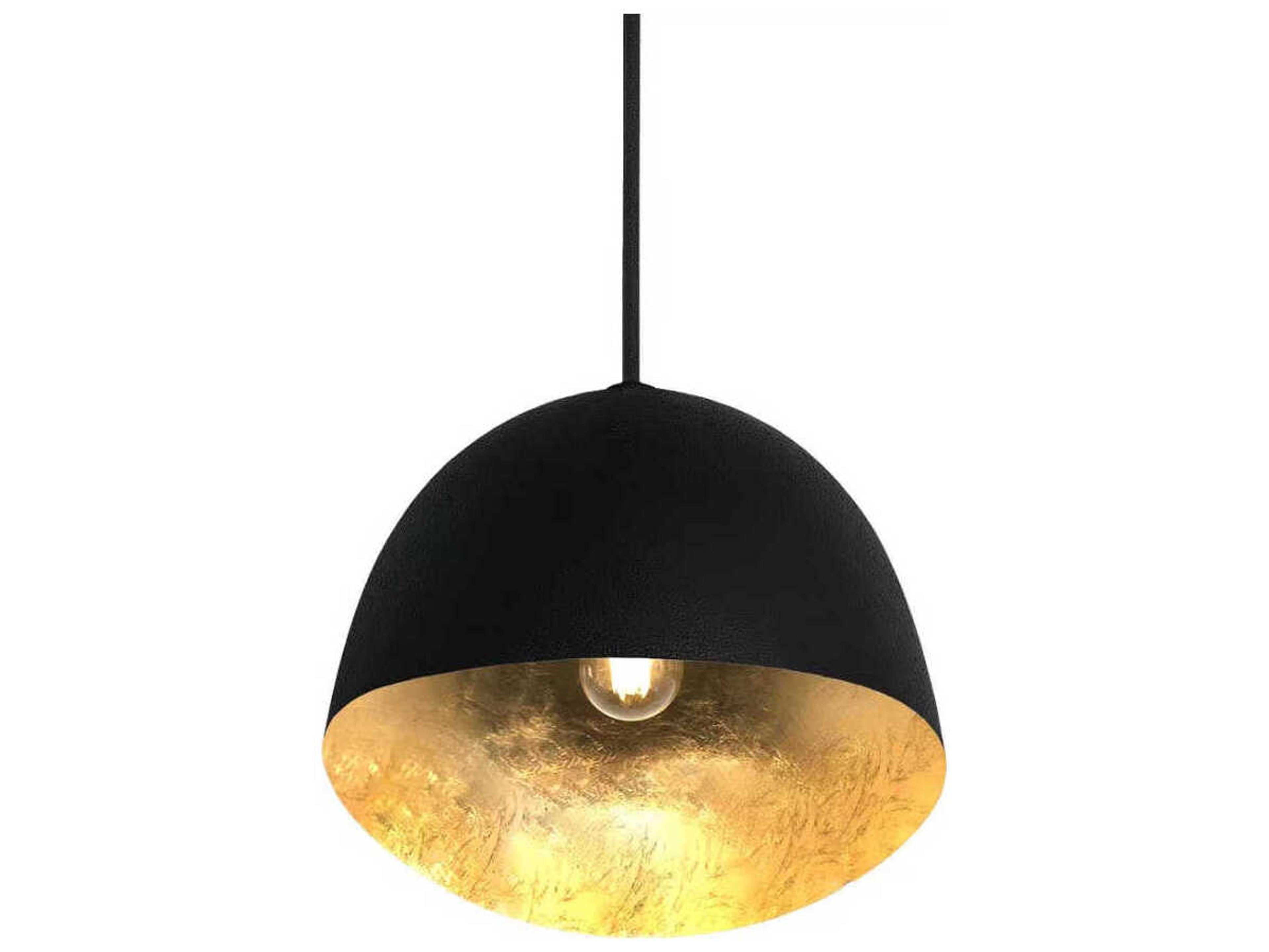 George Kovacs Eclos 1-Light Sand Coal Gold Leaf Black Dome Pendant