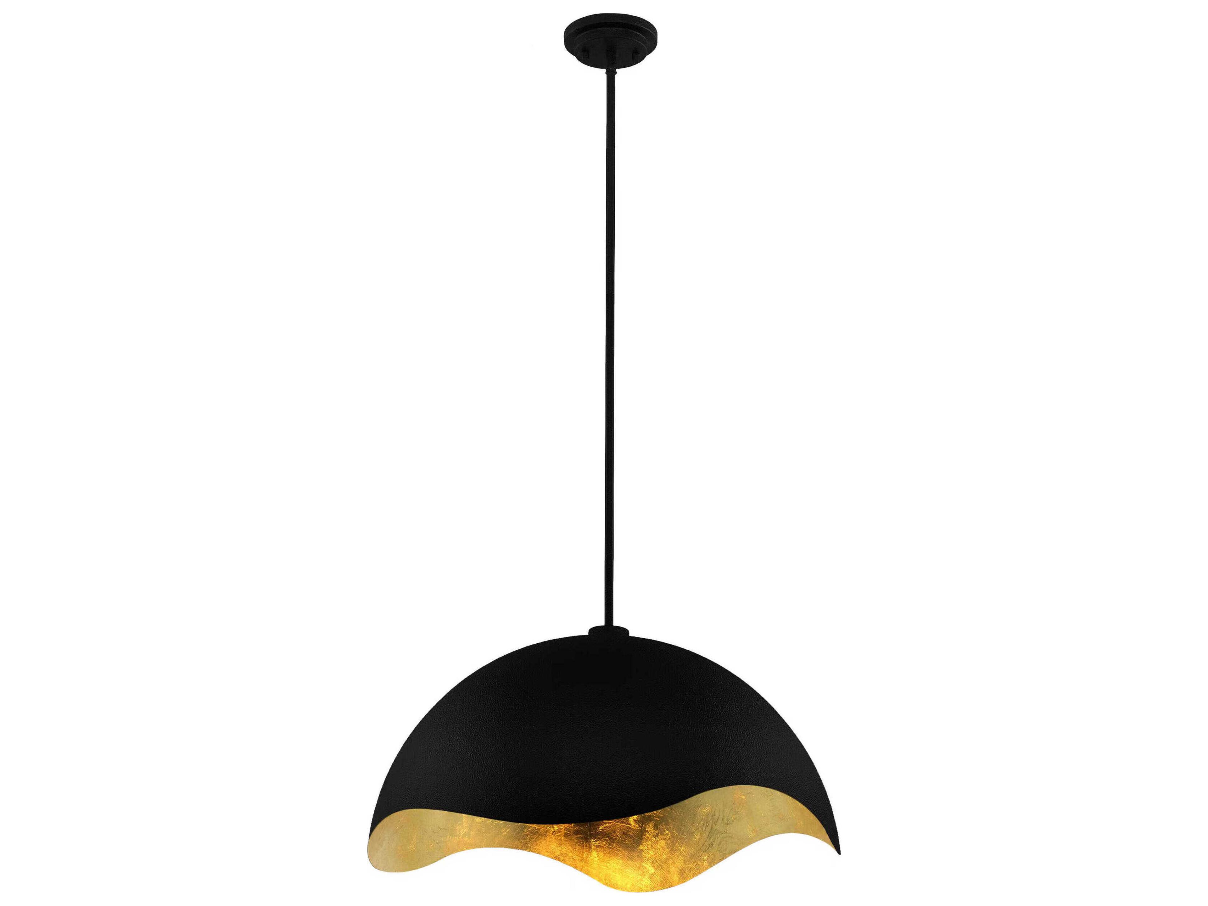 Eclos 1-Light Sand Coal Gold Leaf Black Dome Pendant