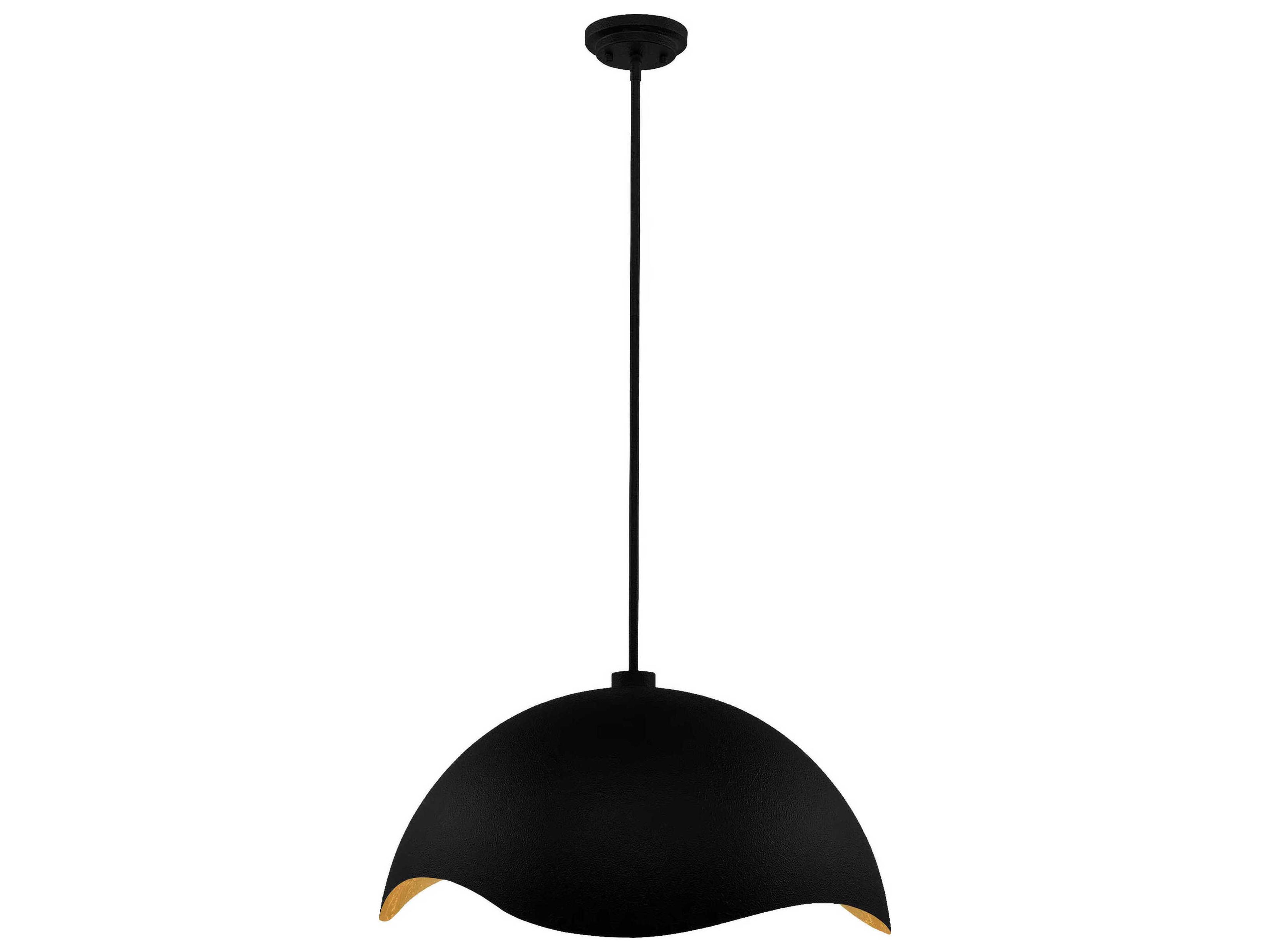 George Kovacs Eclos 1-Light Sand Coal Gold Leaf Black Dome Pendant