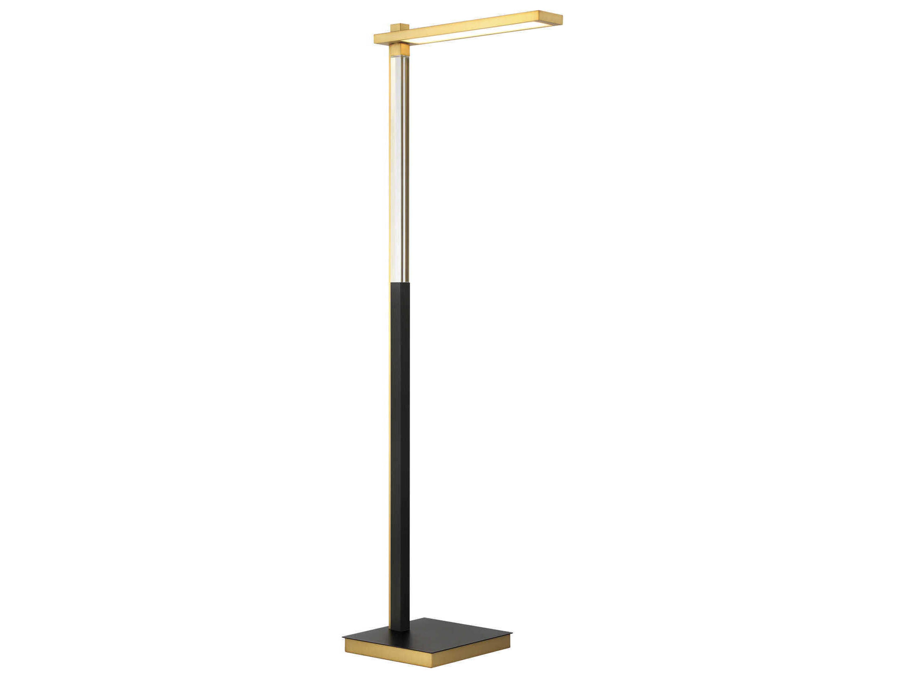 Sauvity Coal Soft Brass Clear White Inside Glass LED Floor Lamp