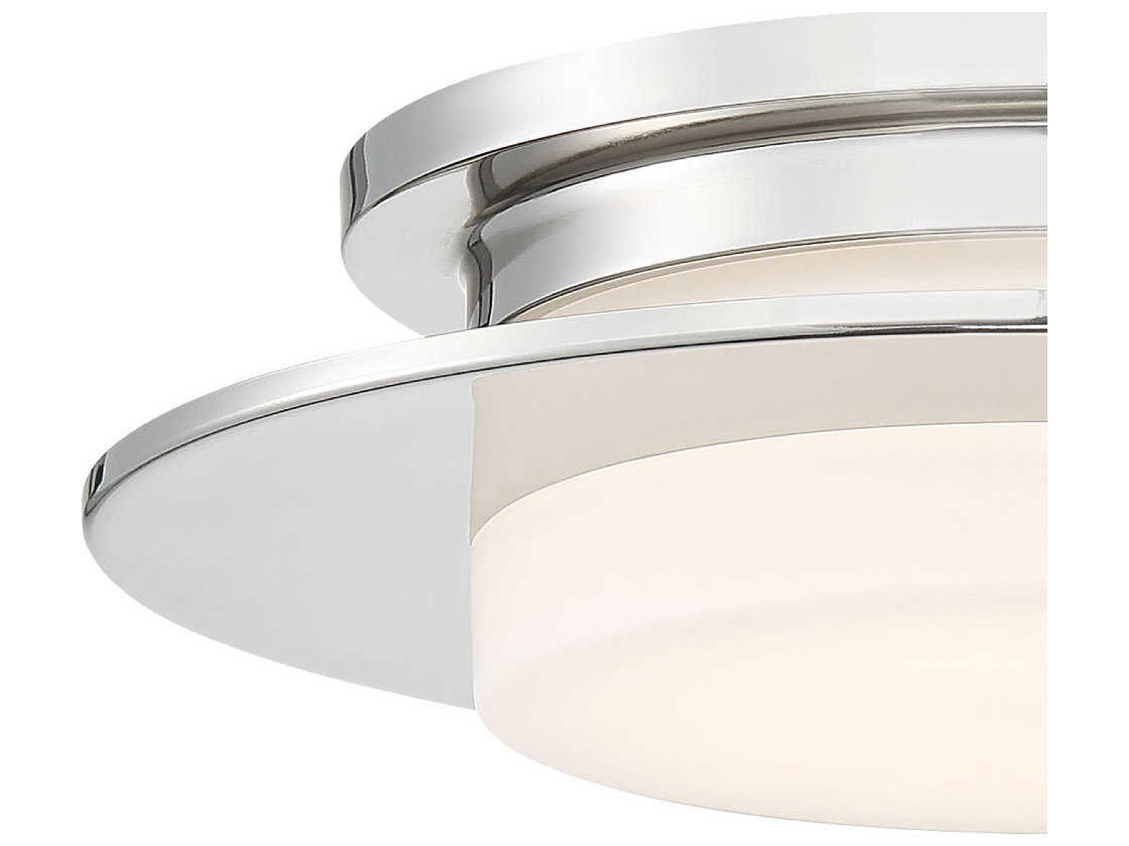 George Kovacs Press 1-Light Polished Nickel Glass LED Drum Linear Flush Mount