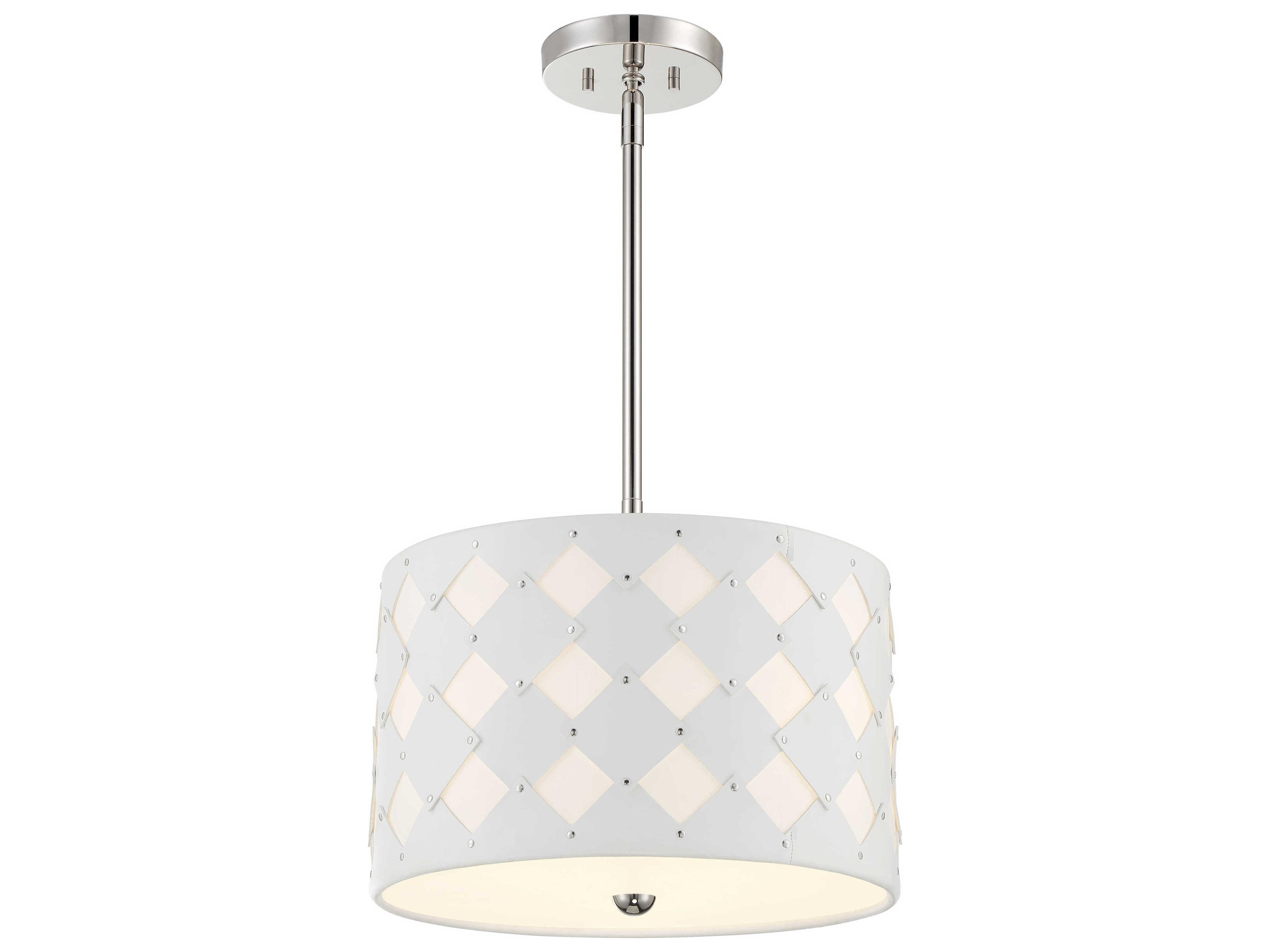 Patchwork 3-Light Polished Nickel Drum Pendant