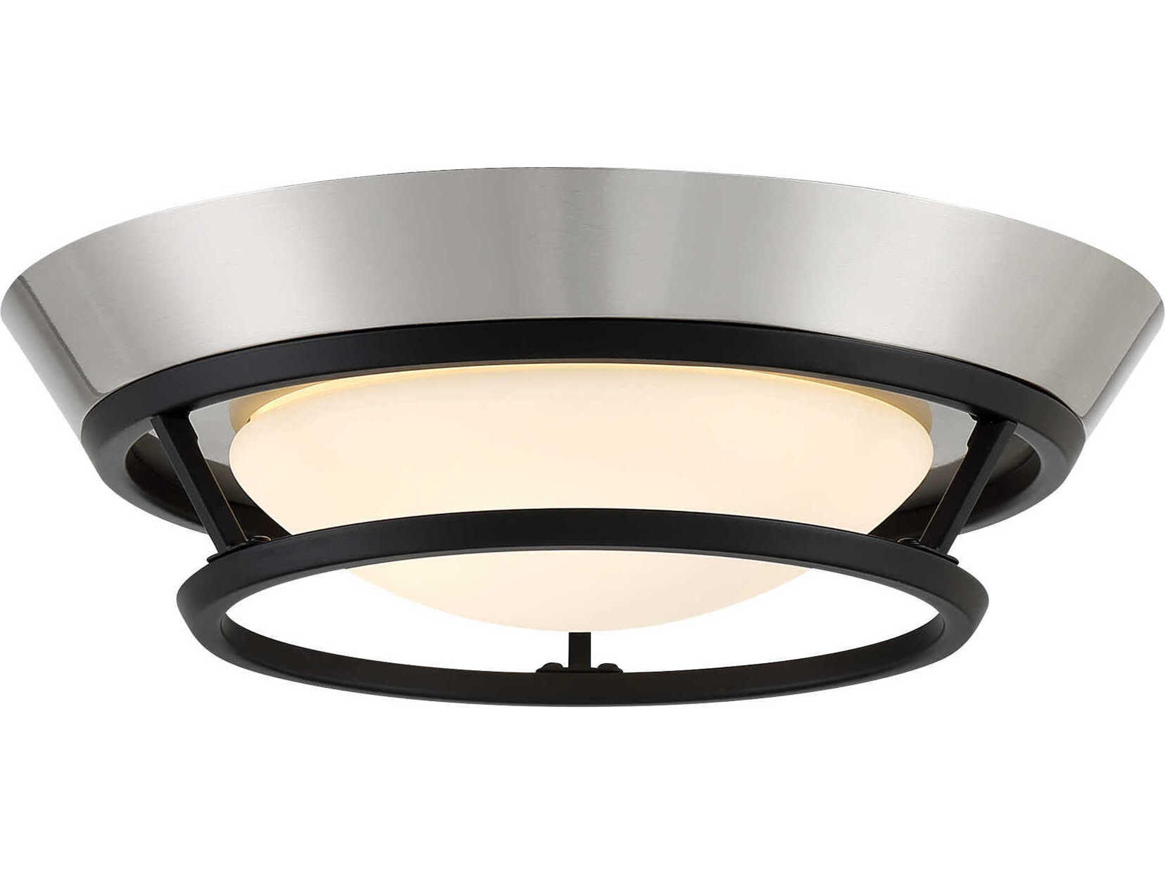 George Kovacs Beam Me Up 1-Light Coal Brushed Nickel Glass LED Round Flush Mount
