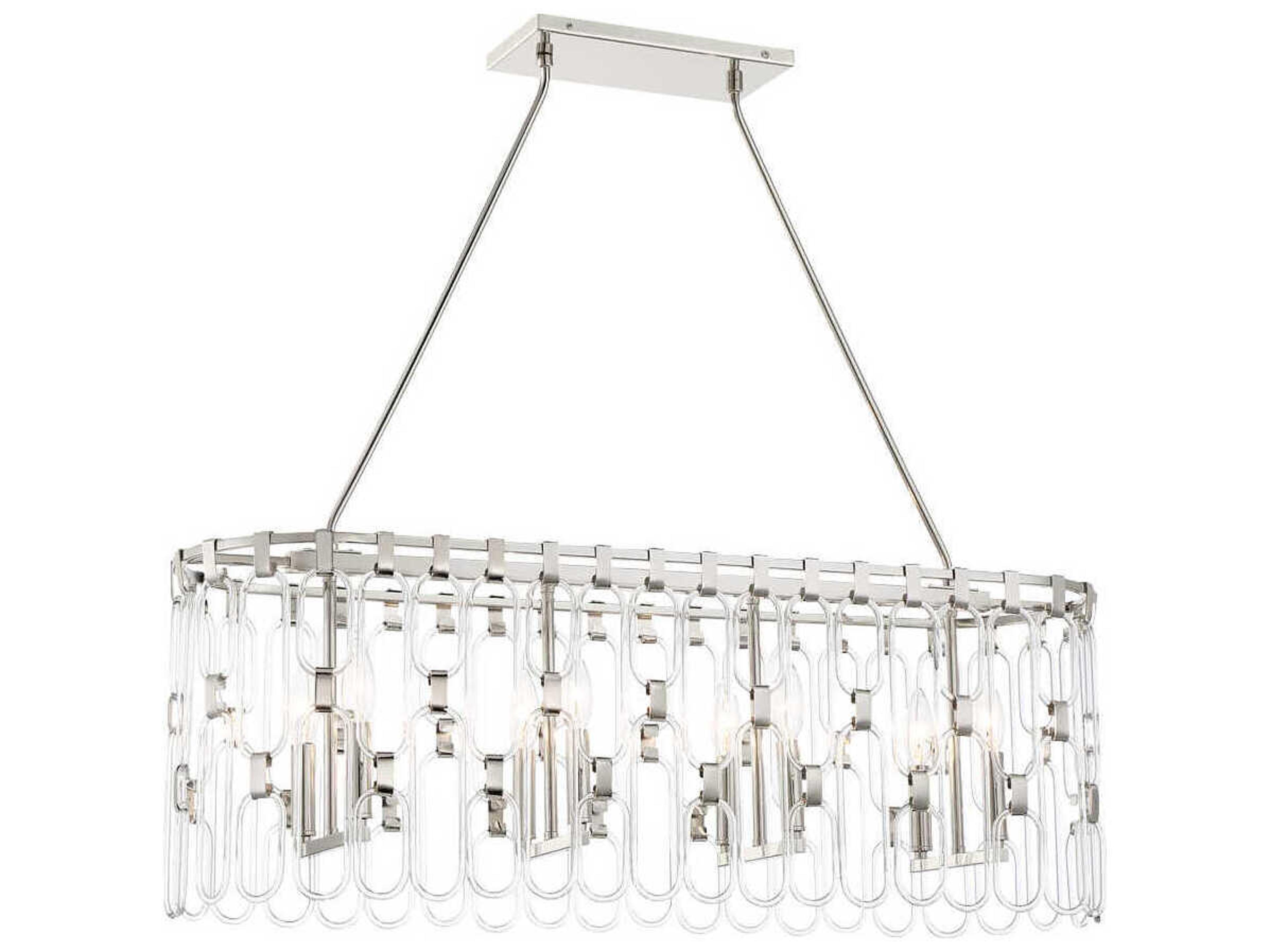 George Kovacs Charming 8-Light Polished Nickel Glass Linear Island Pendant