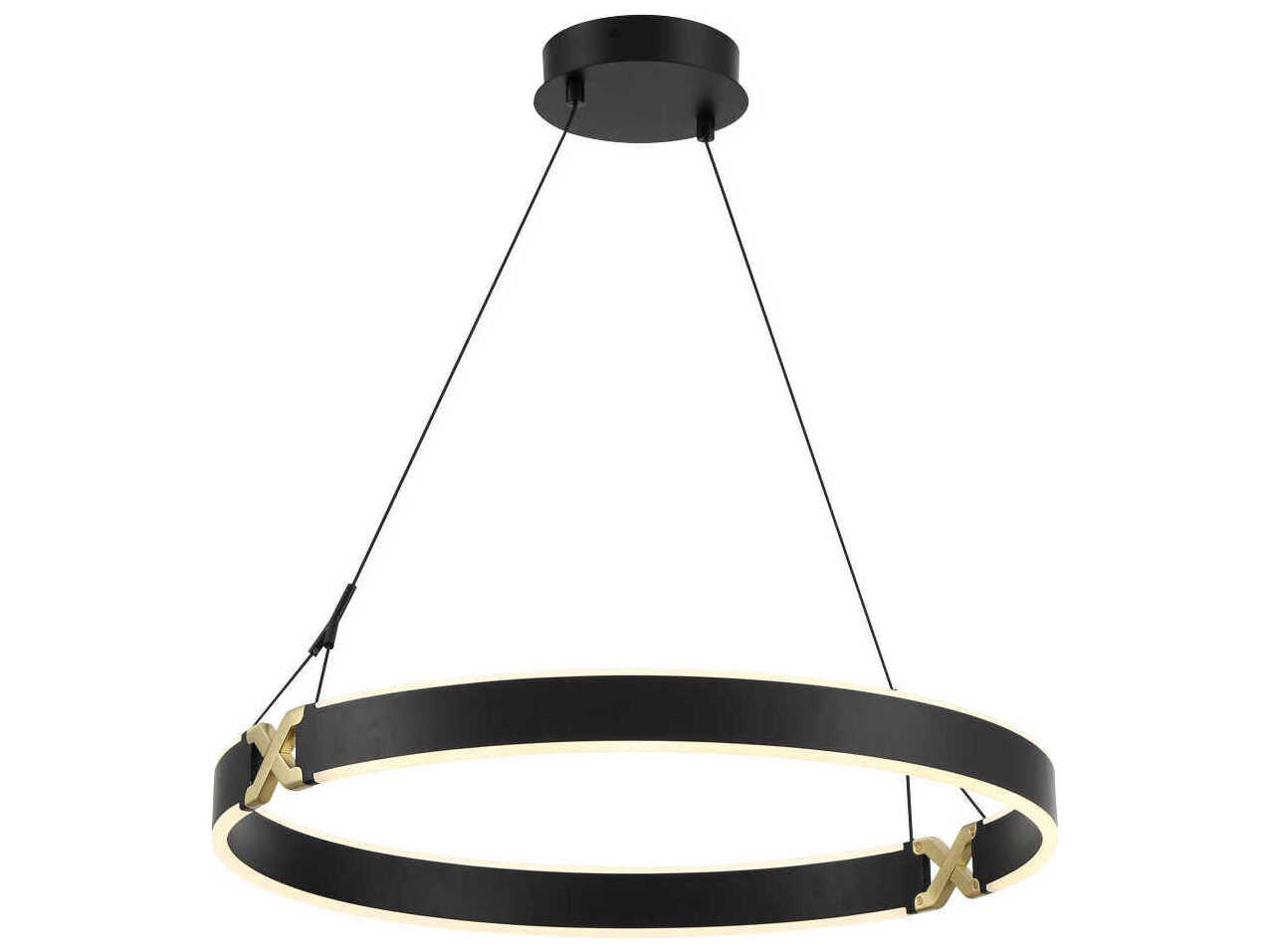 Recovery X 1-Light Coal Satin Brass Black LED Round Pendant