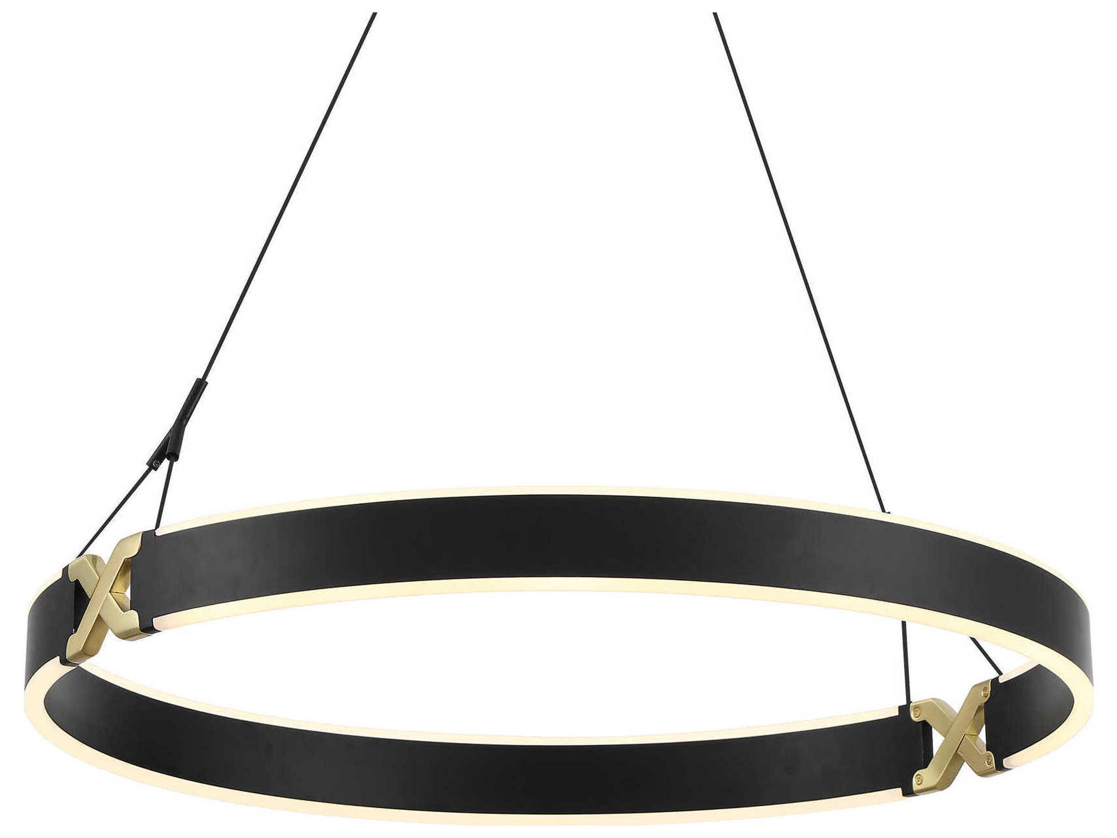 George Kovacs Recovery X 1-Light Coal Satin Brass Black LED Round Pendant