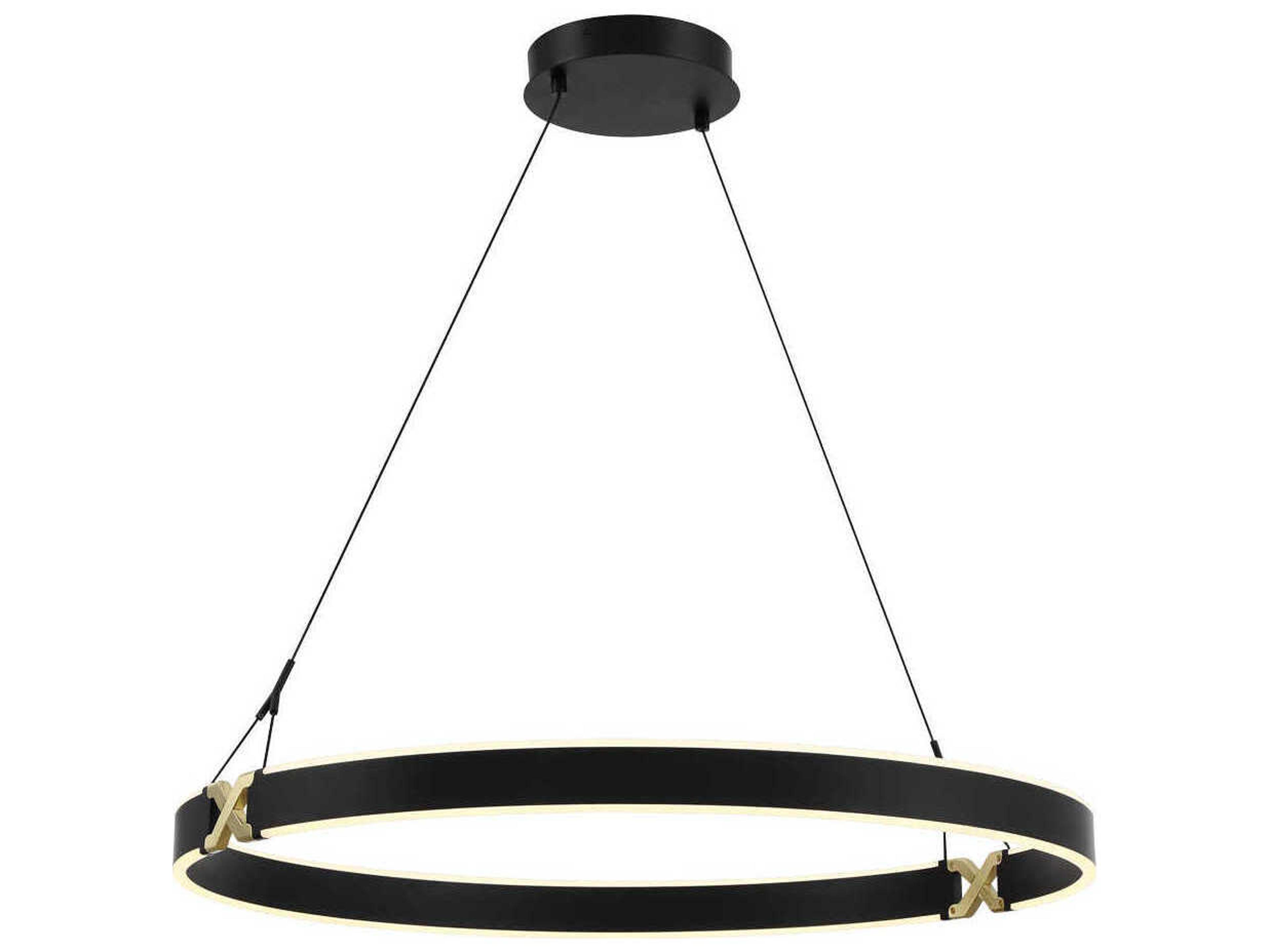 Recovery X 1-Light Coal Satin Brass Black LED Round Pendant