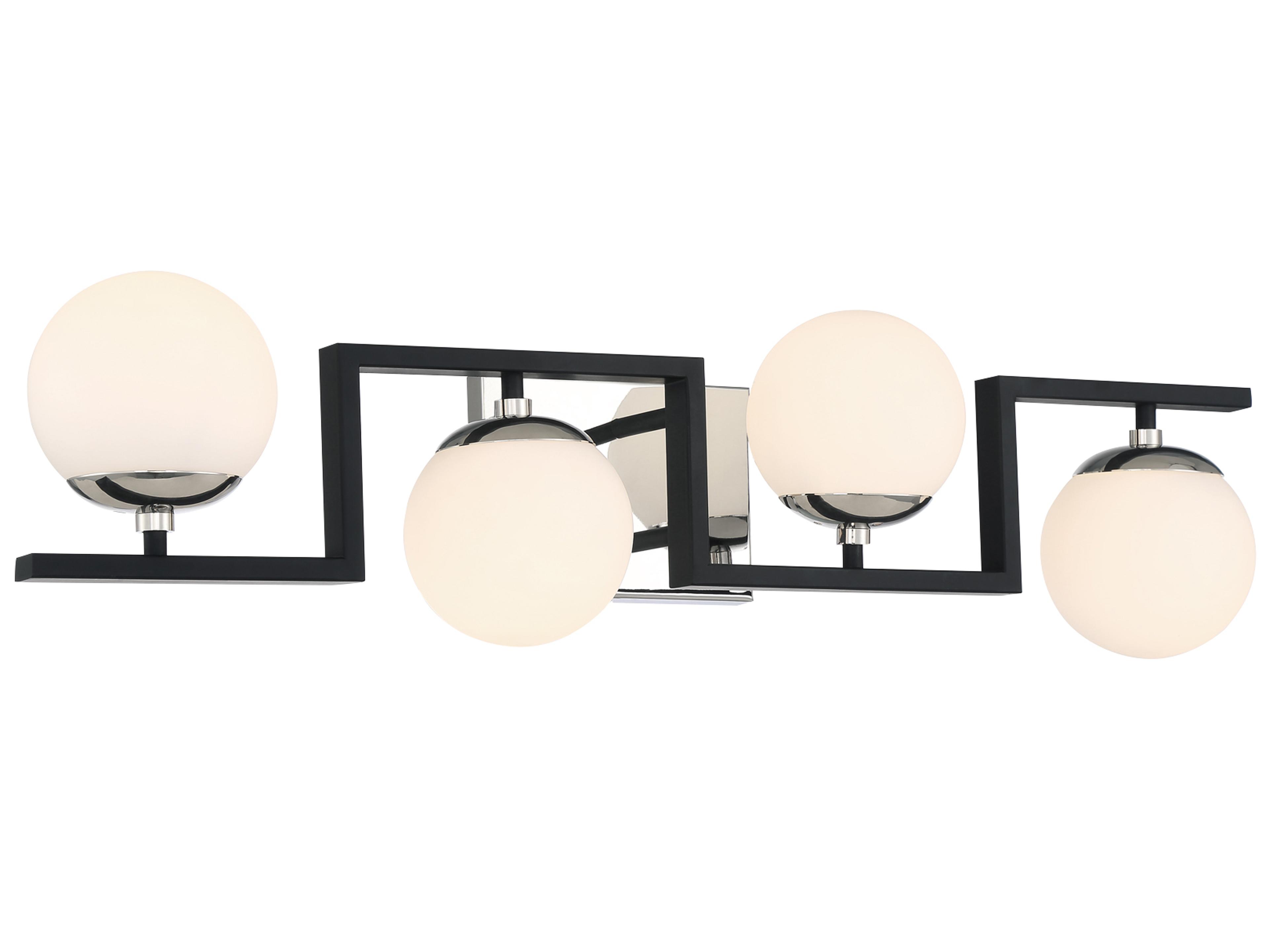 Alluria 4-Light Coal Polished Nickel Black Glass Vanity Light