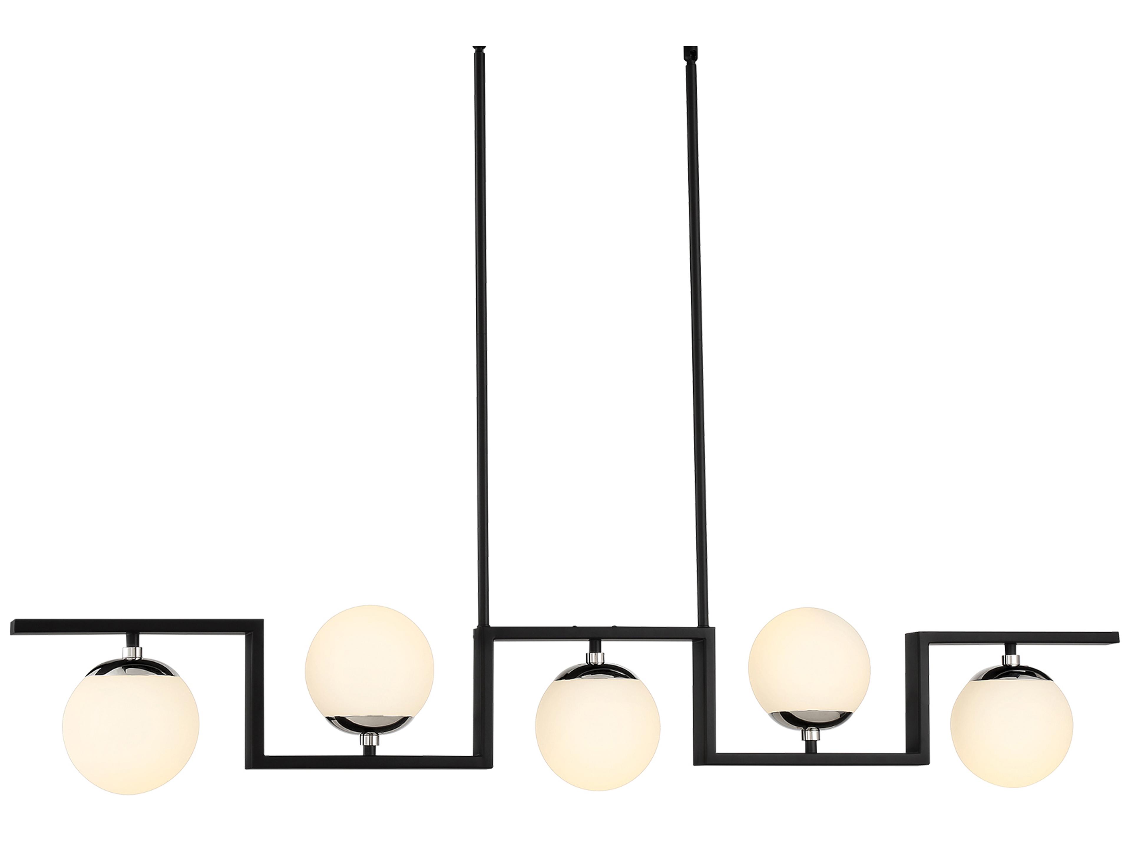 George Kovacs Alluria 5-Light Coal Polished Nickel Black Glass Globe Island Pendant