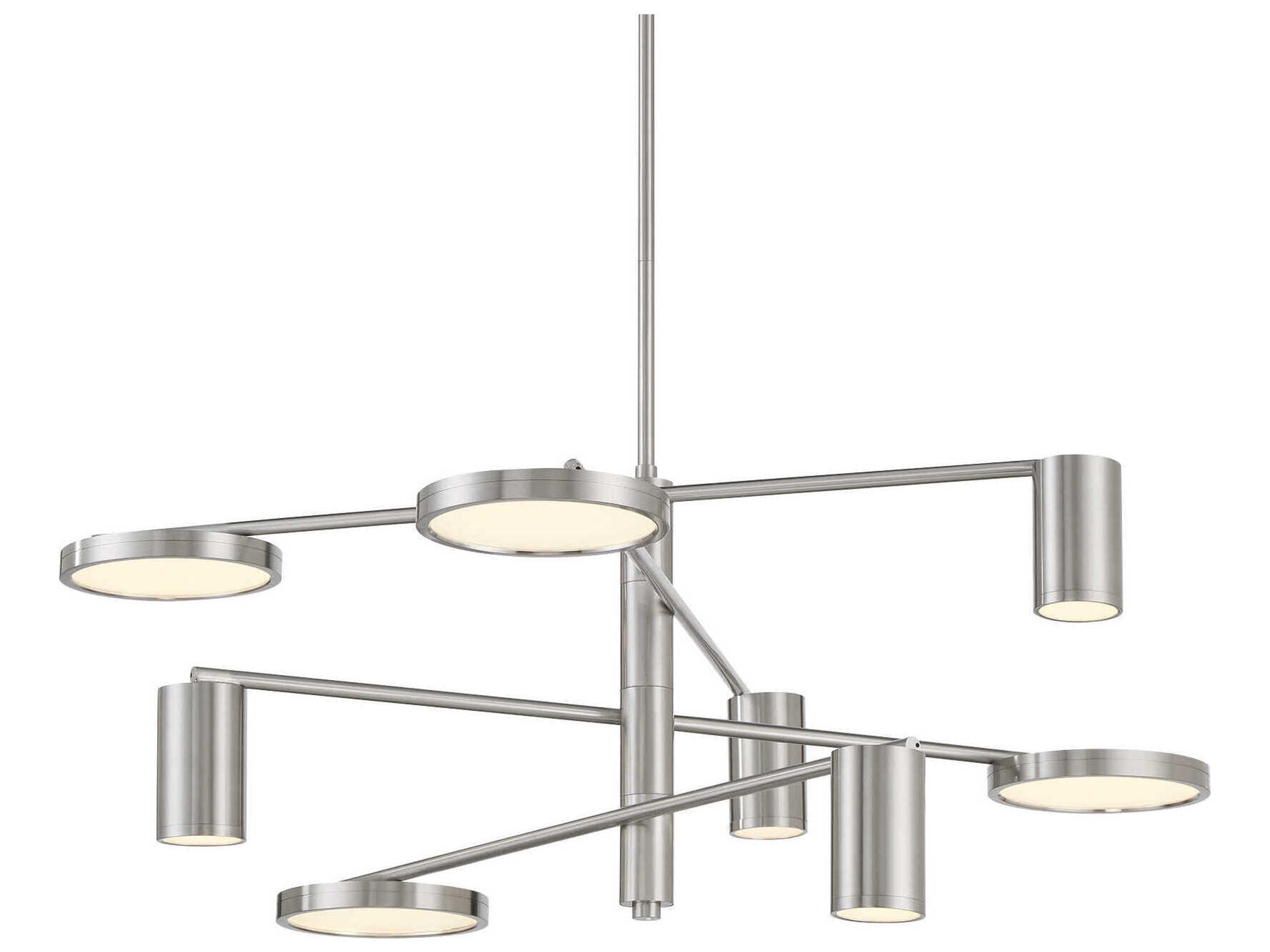 Swivel 8-Light Brushed Nickel Glass LED Chandelier